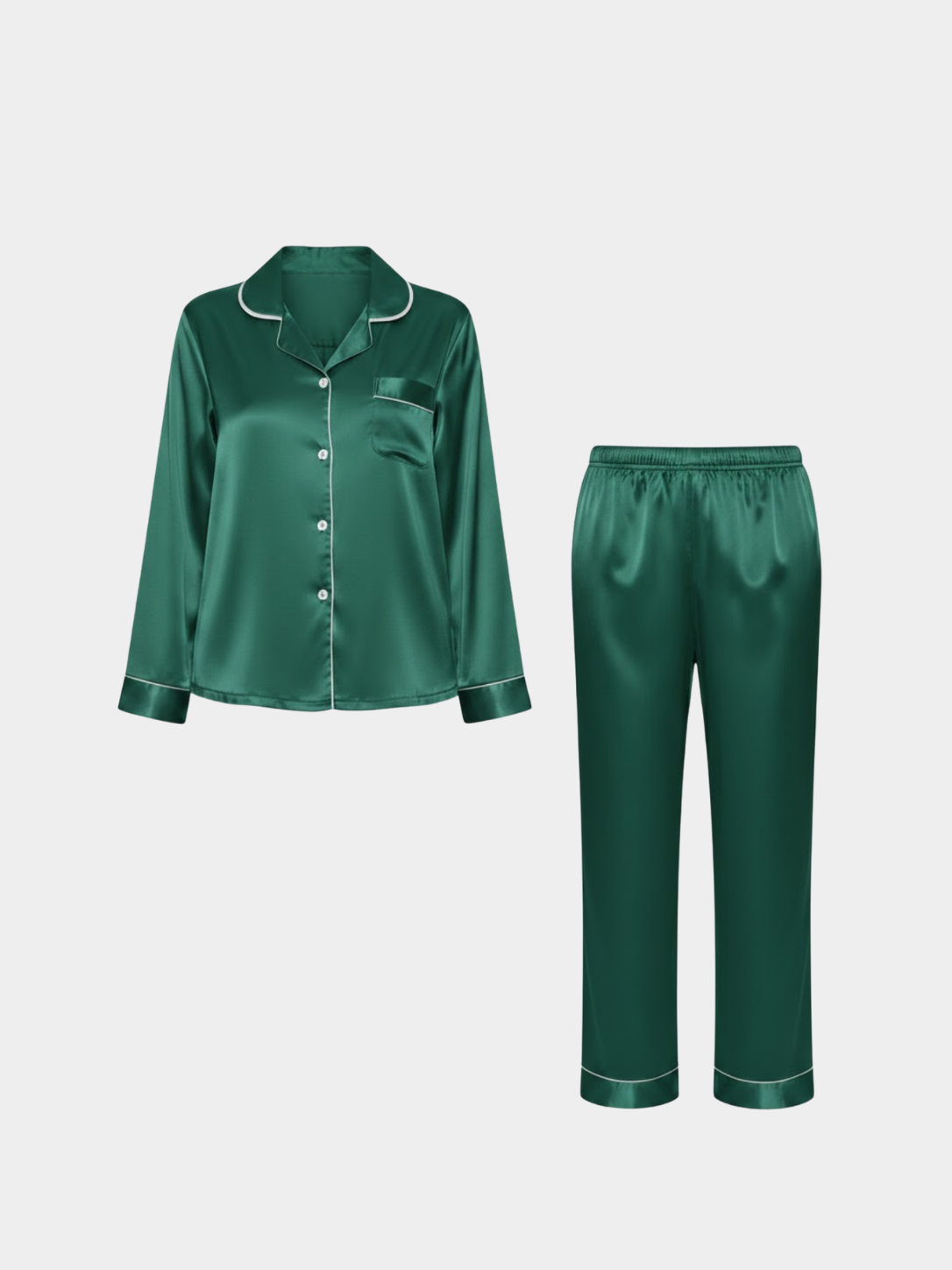 Women’s Satin Pajama Set with Contrast Trim