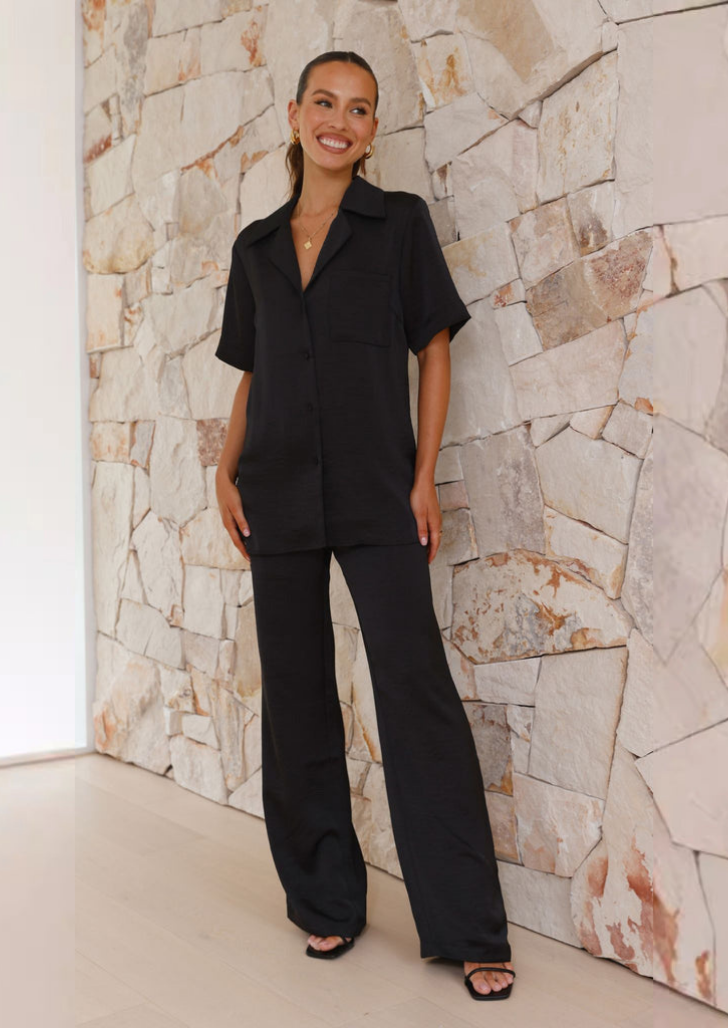 Women’s Short Sleeve Pyjama Set with Button Front
