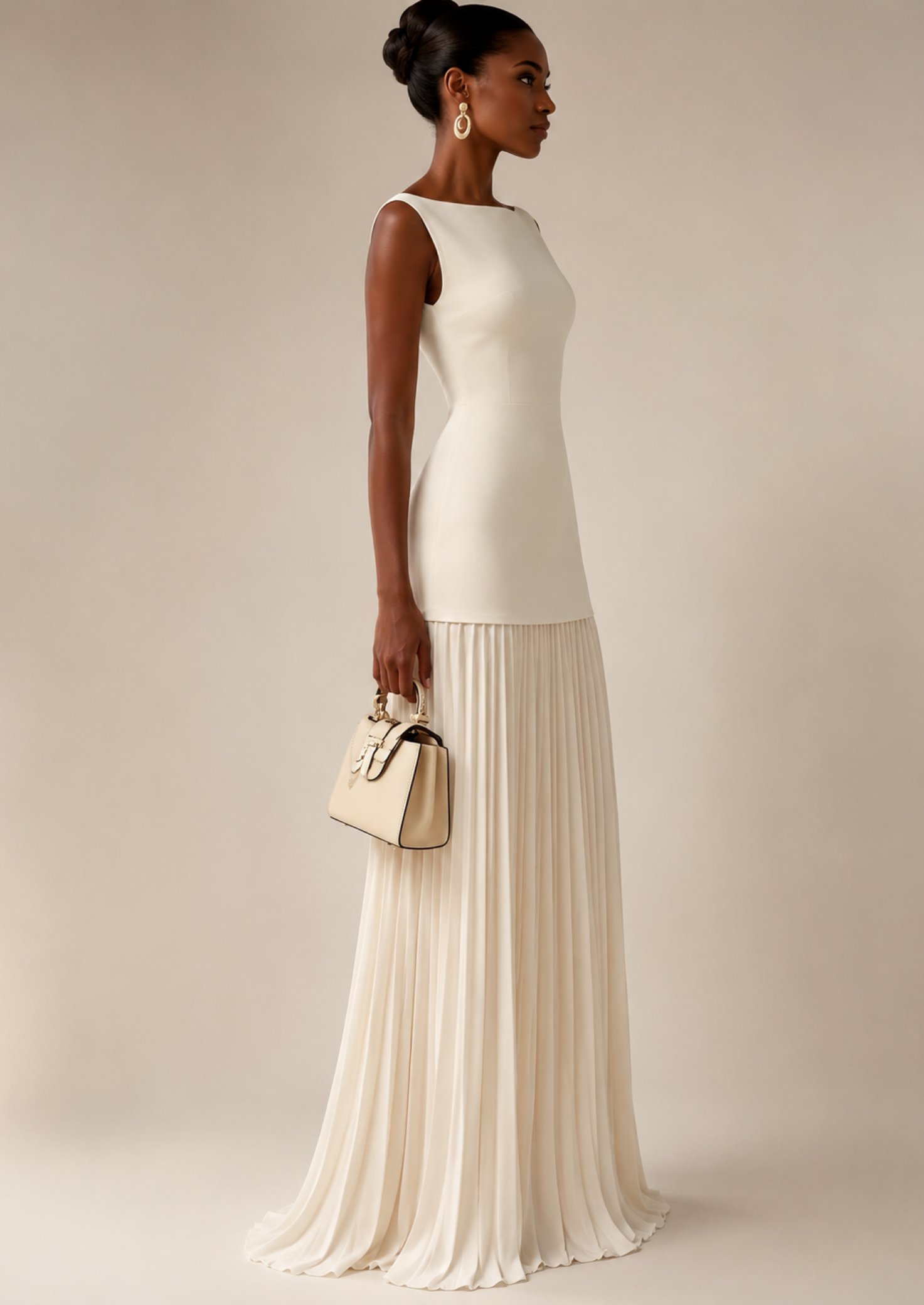 Women’s Sleeveless Maxi Dress with Pleated Skirt