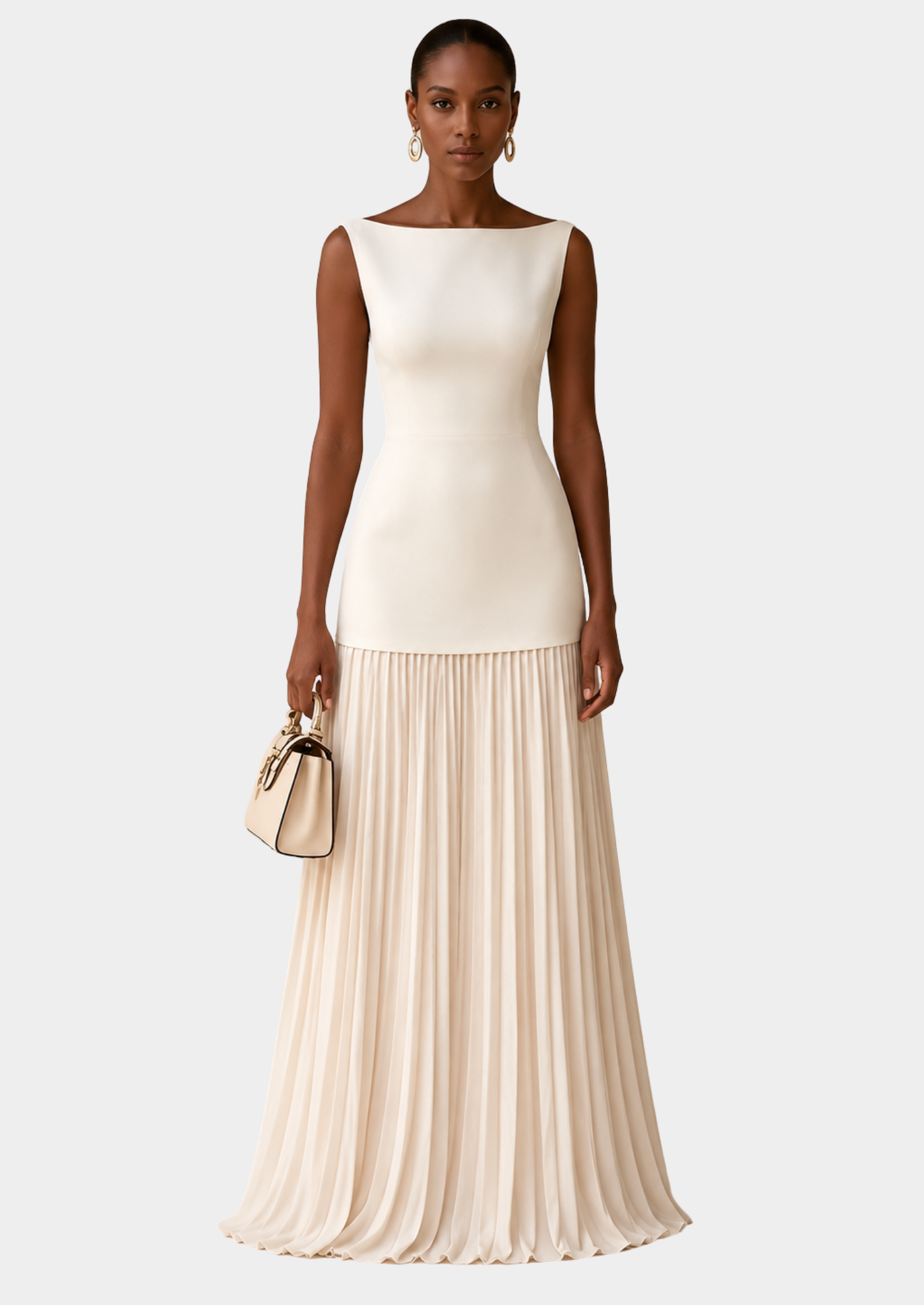 Women’s Sleeveless Maxi Dress with Pleated Skirt