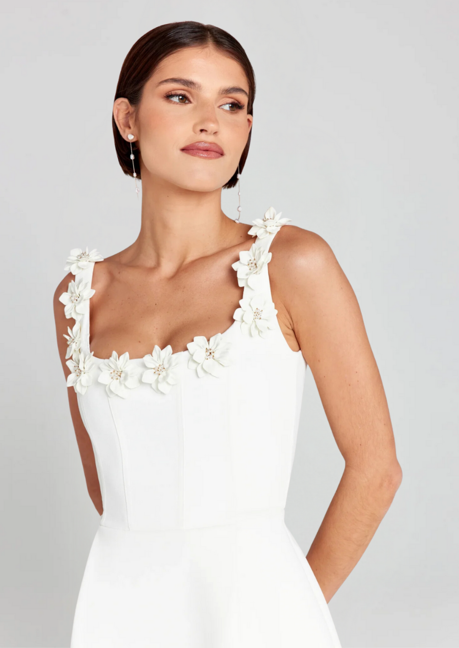 Women’s Sleeveless Mini Dress with Floral Strap Trim