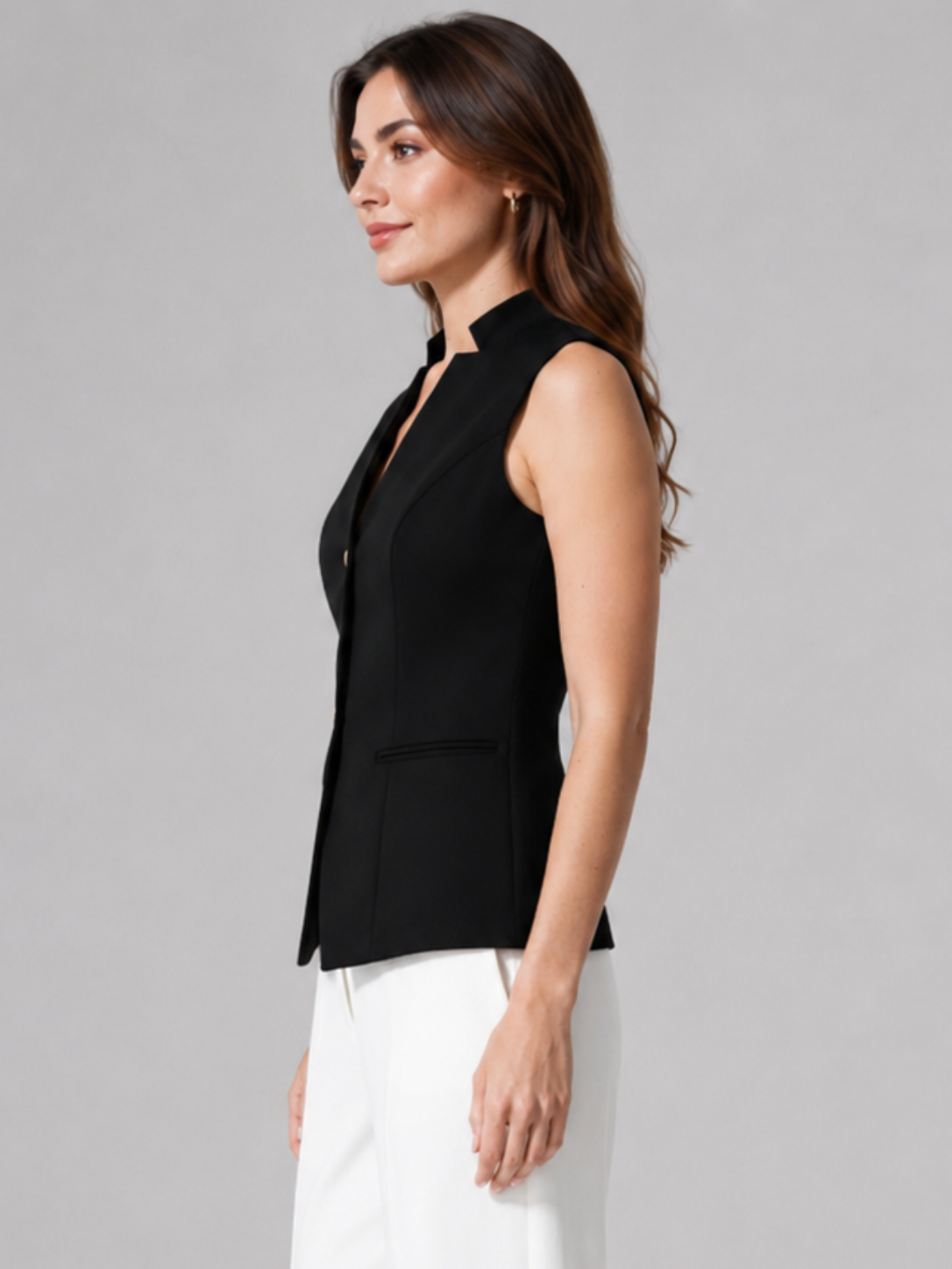 Women’s Sleeveless Vest with Button Closure