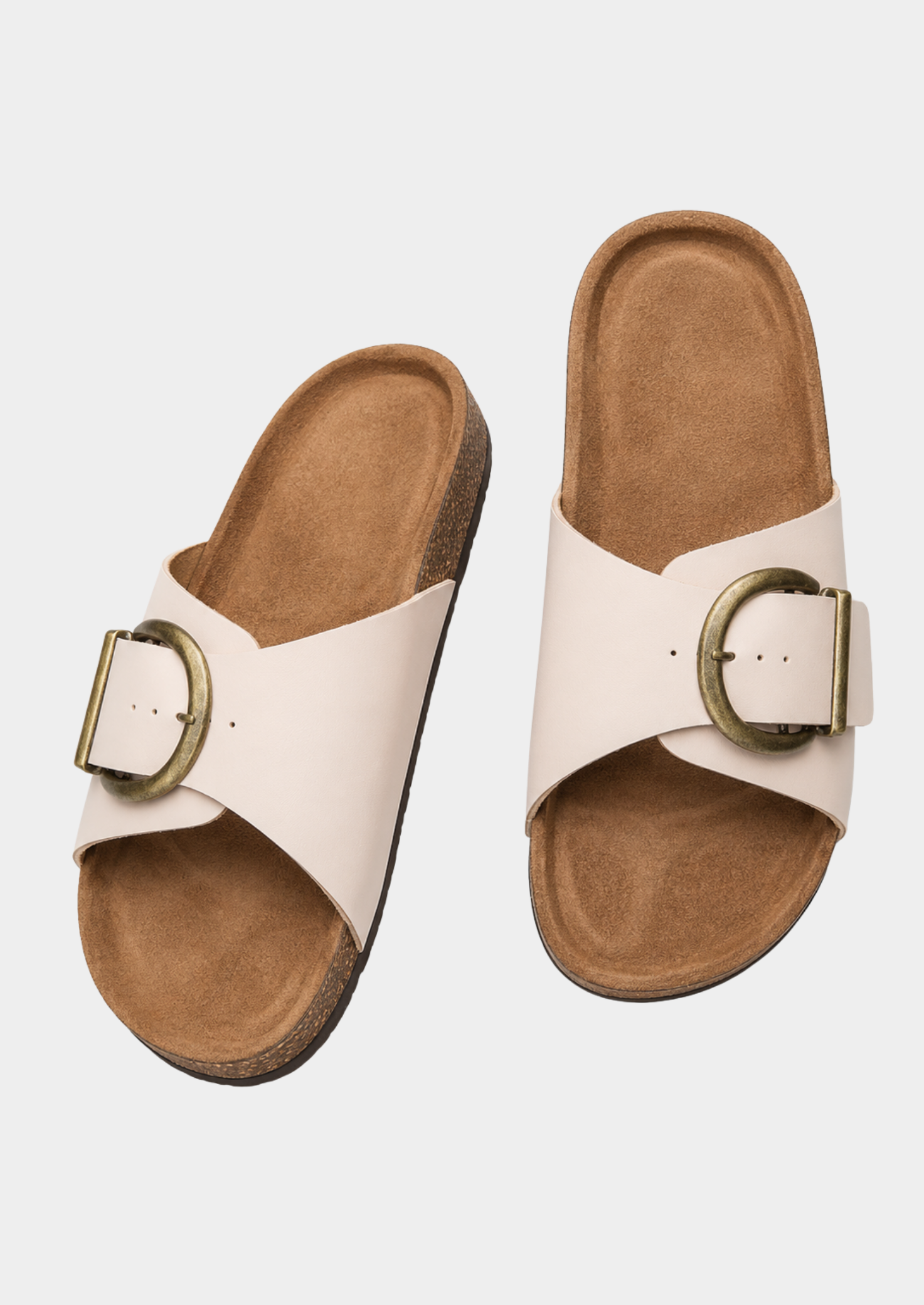 Women’s Slide Sandals with Buckle Strap and Cushioned Footbed