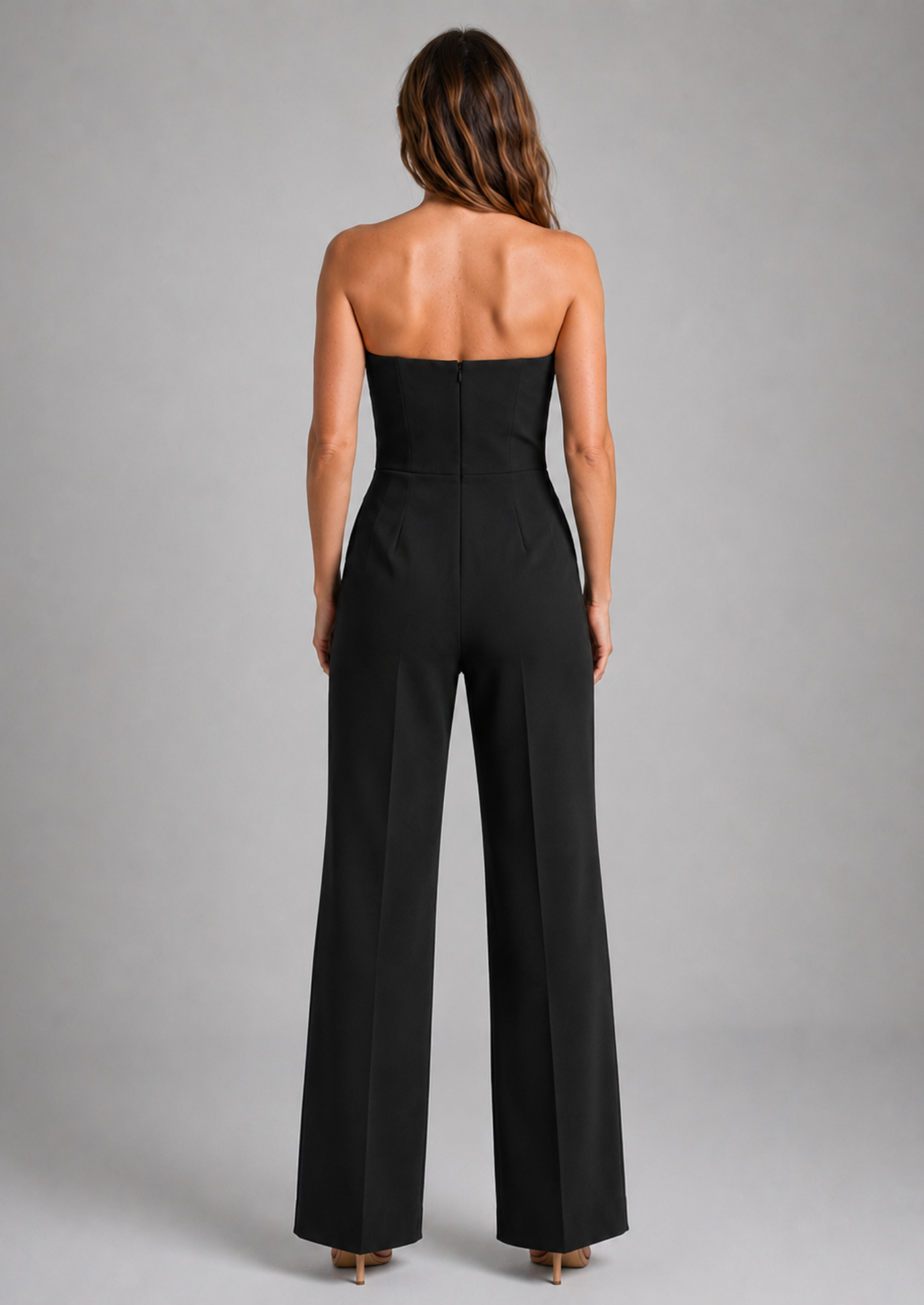 Women’s Strapless Jumpsuit with Wide Leg Pants