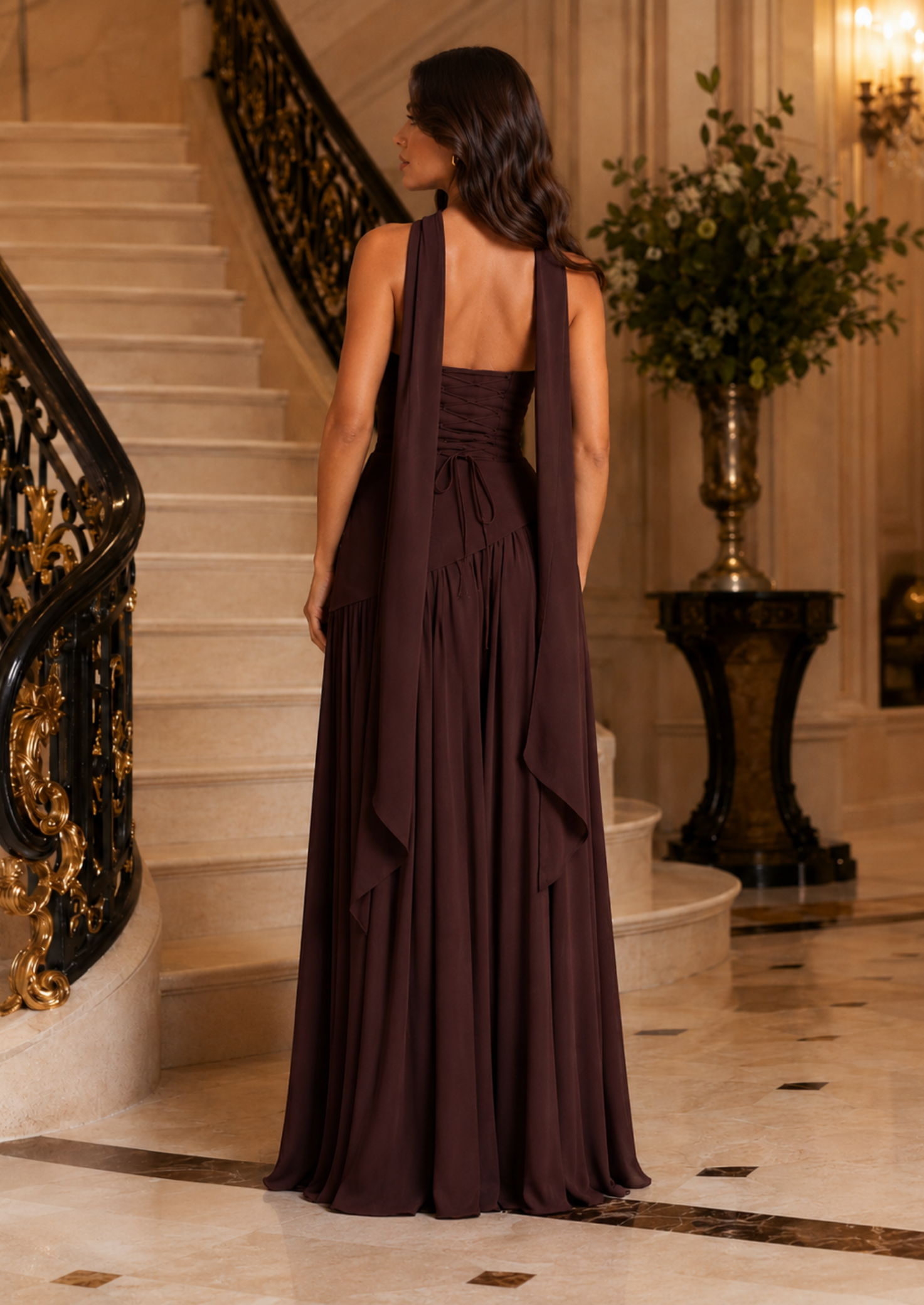Women’s Strapless Maxi Dress with Asymmetrical Hem
