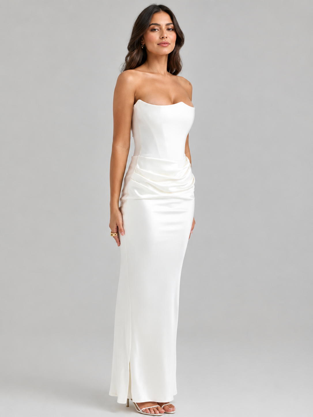 Women’s Strapless Maxi Dress with Draped Detail