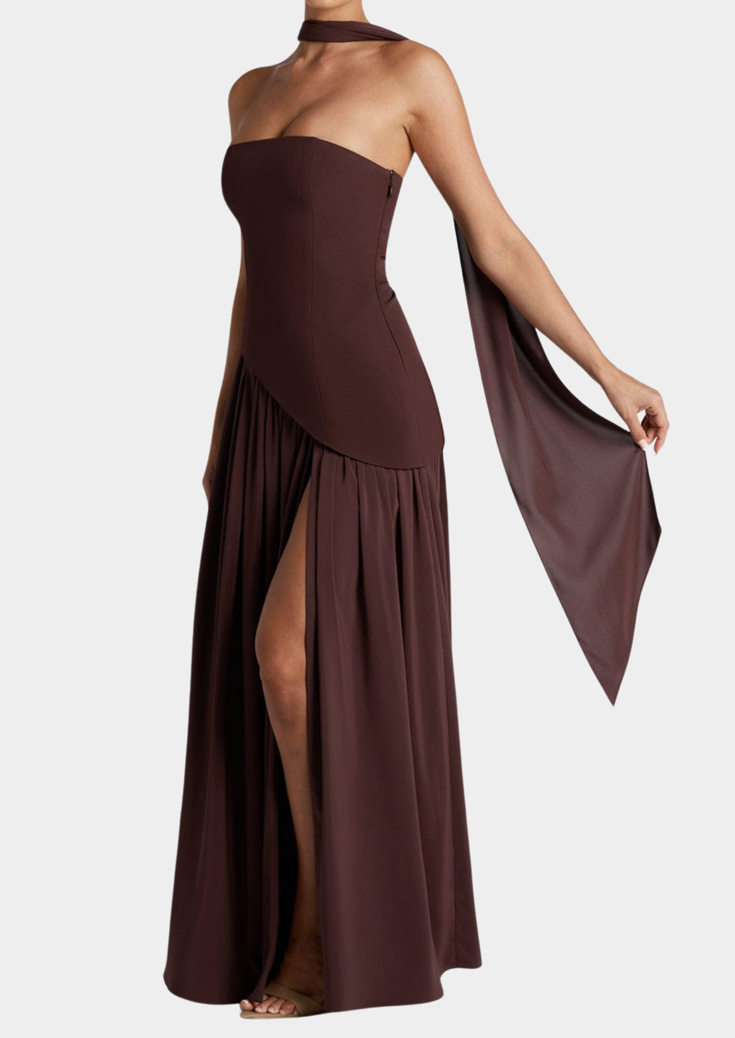 Women’s Strapless Maxi Dress with Front Slit