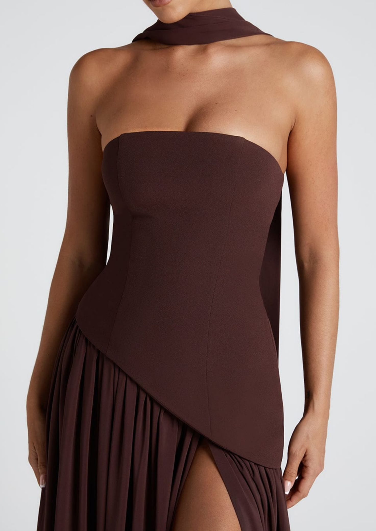 Women’s Strapless Maxi Dress with Front Slit
