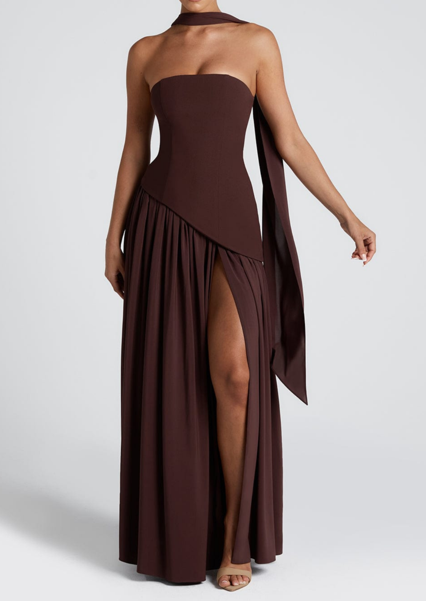 Women’s Strapless Maxi Dress with Front Slit