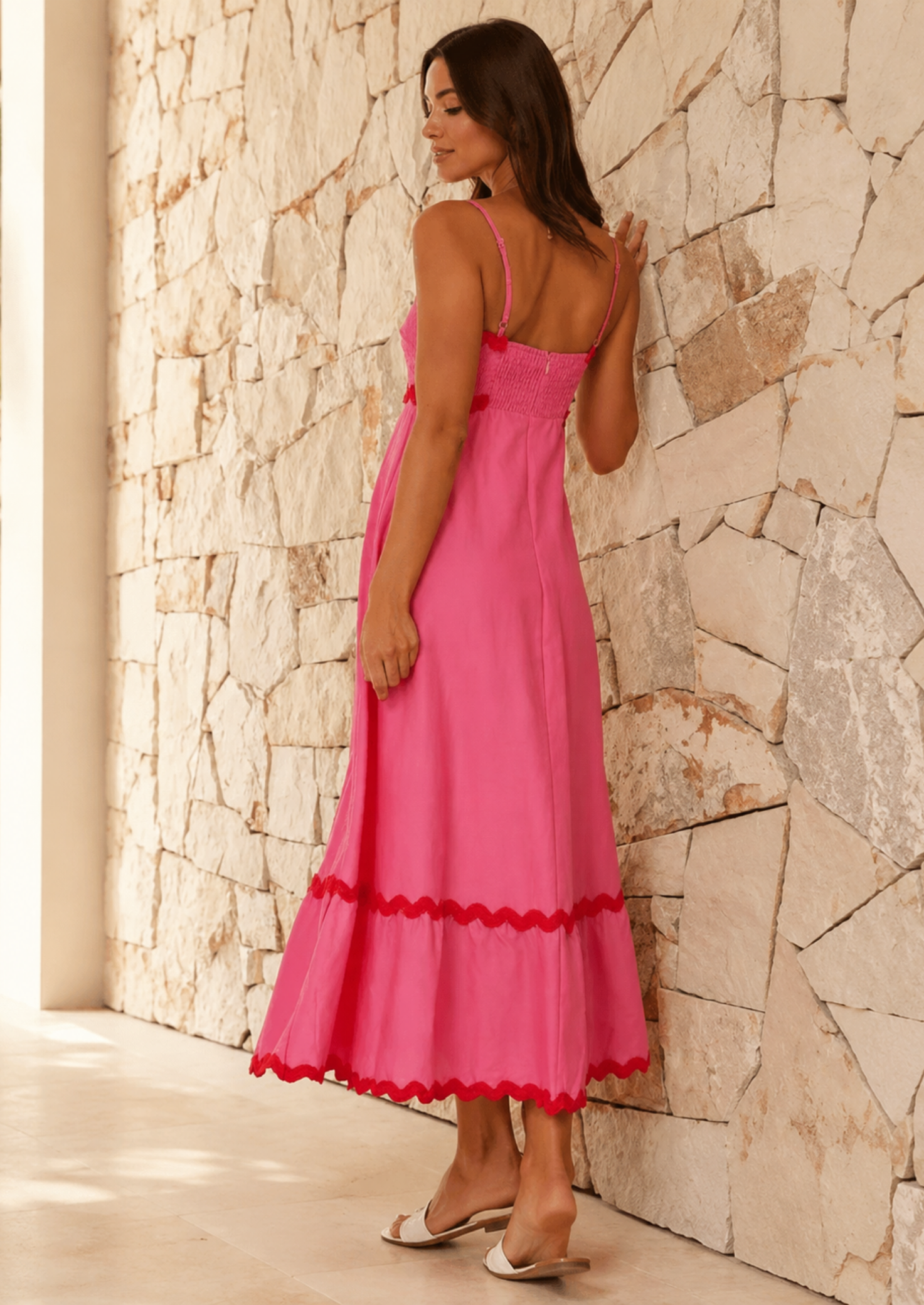 Women’s Strapless Maxi Dress with Ric Rac Trim