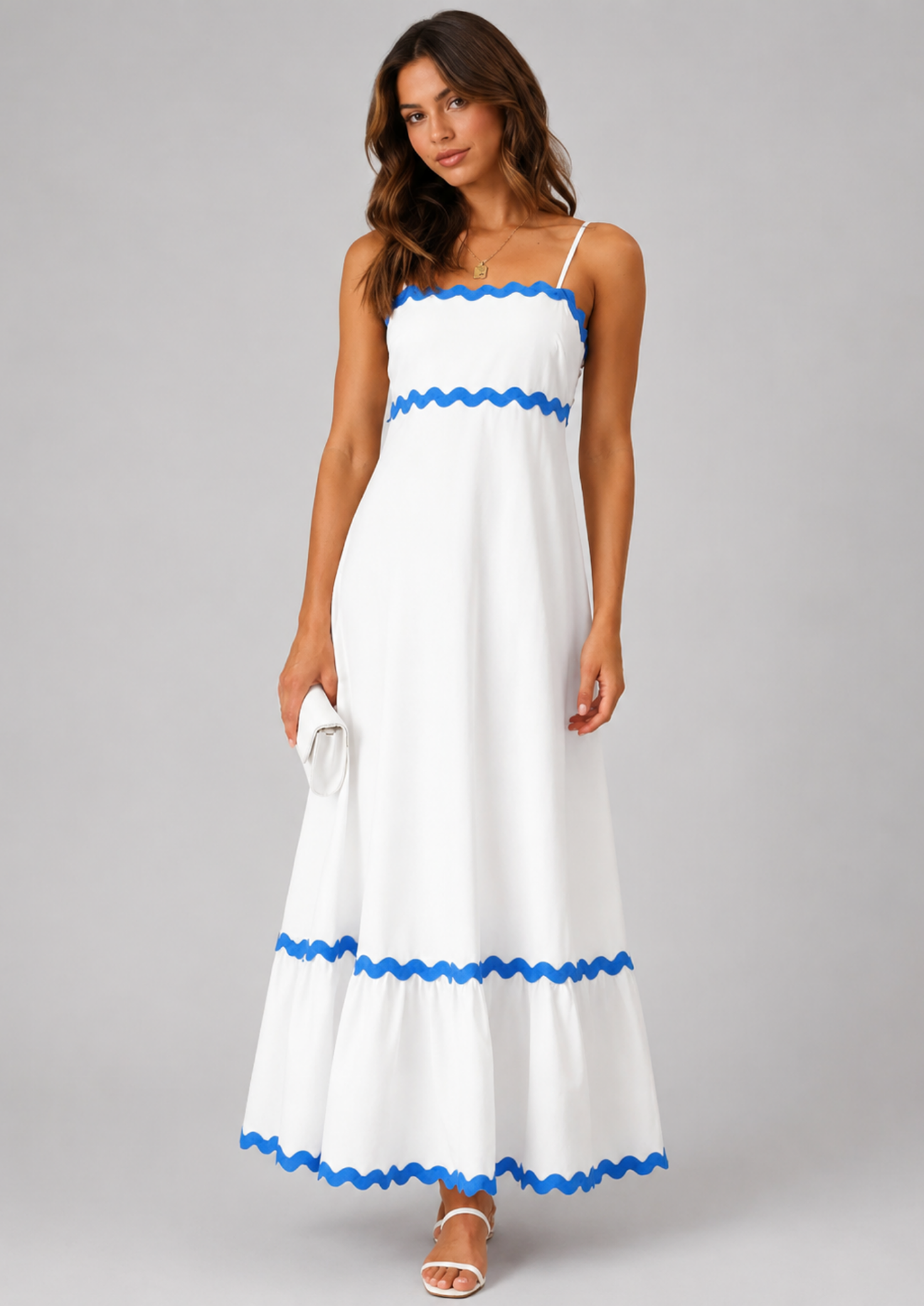 Women’s Strapless Maxi Dress with Ric Rac Trim