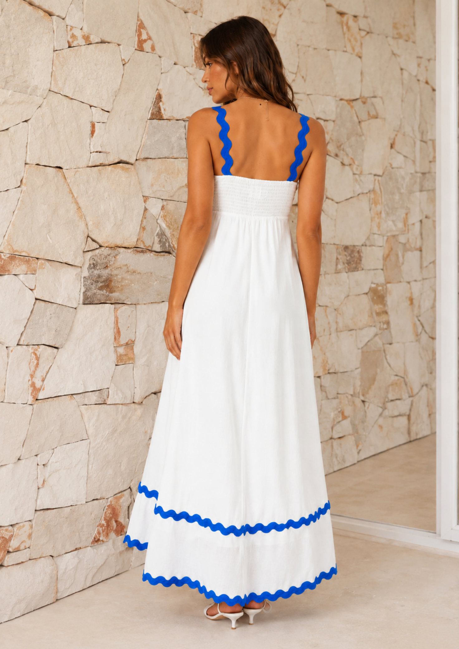Women’s Strapless Maxi Dress with Ric Rac Trim