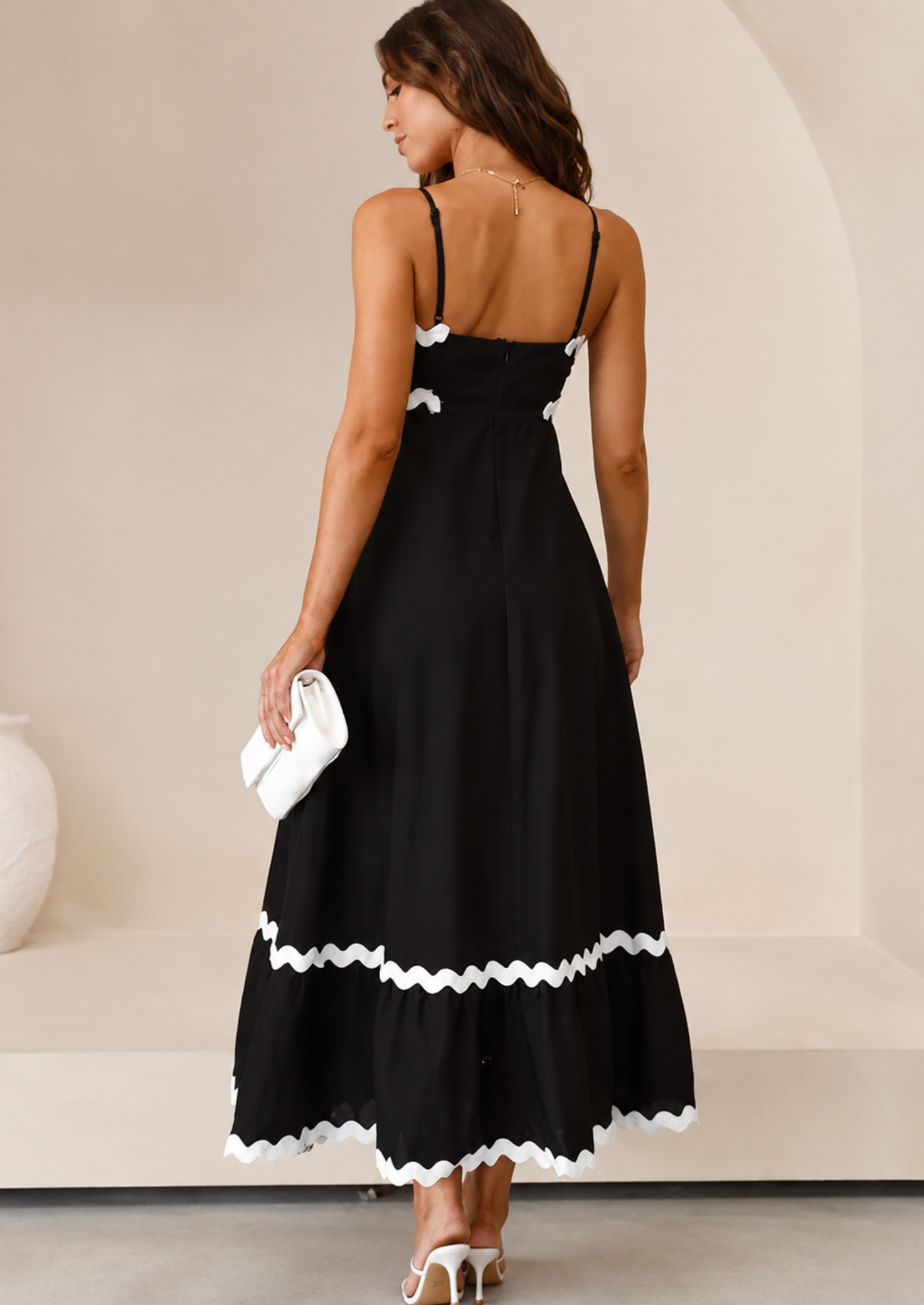 Women’s Strapless Maxi Dress with Ric Rac Trim