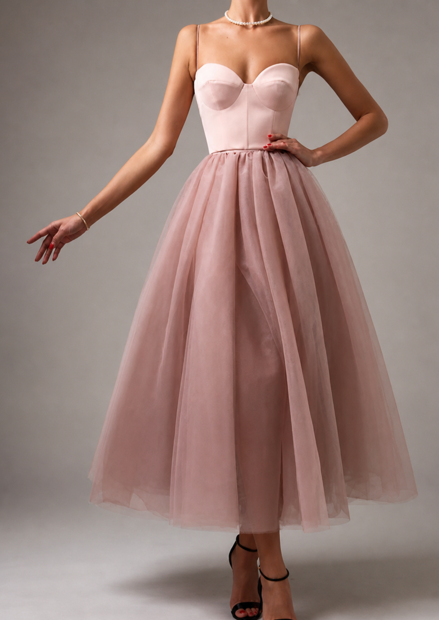 Women’s Strapless Maxi Dress with Tulle Skirt
