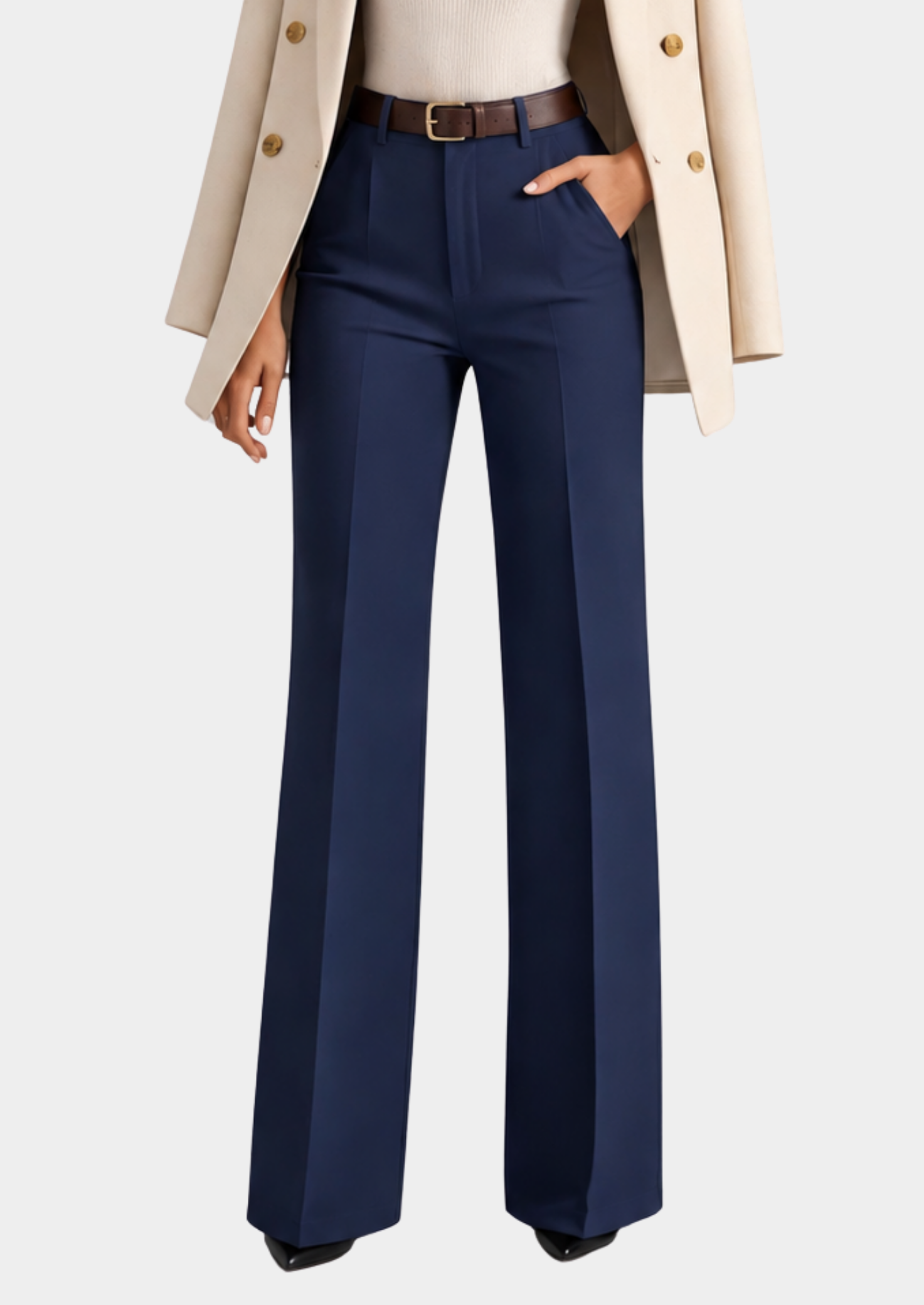Women’s Tailored Straight Leg Trousers with High Waist