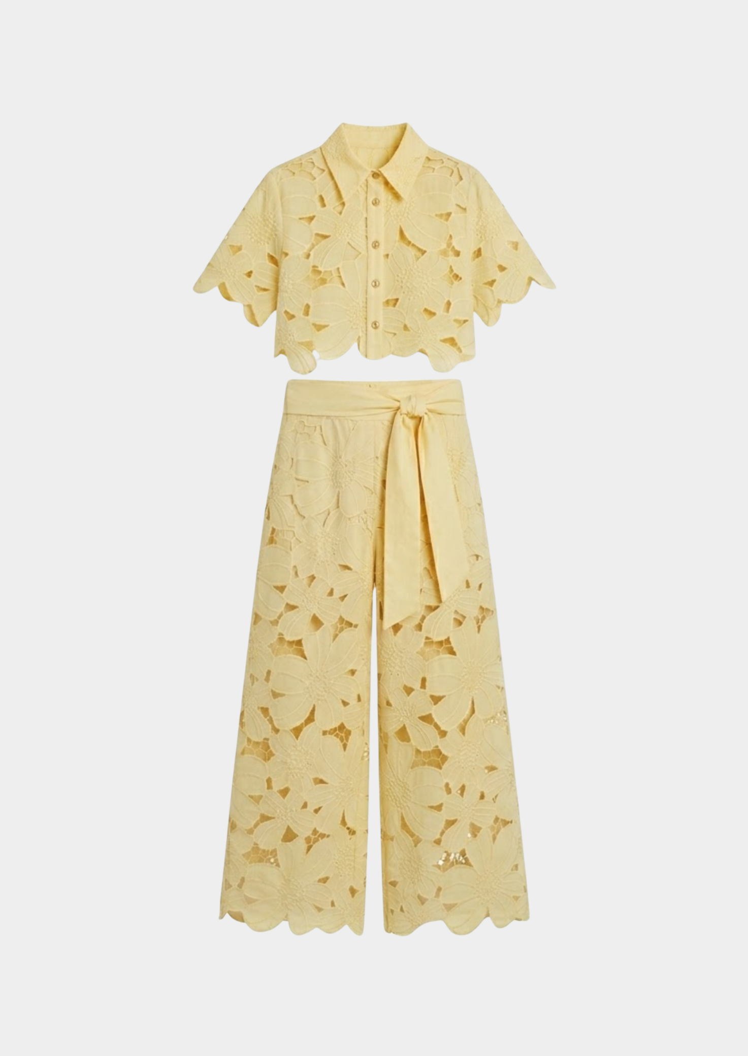 Women’s Two-Piece Set with Short Sleeve Top and Wide-Leg Trousers