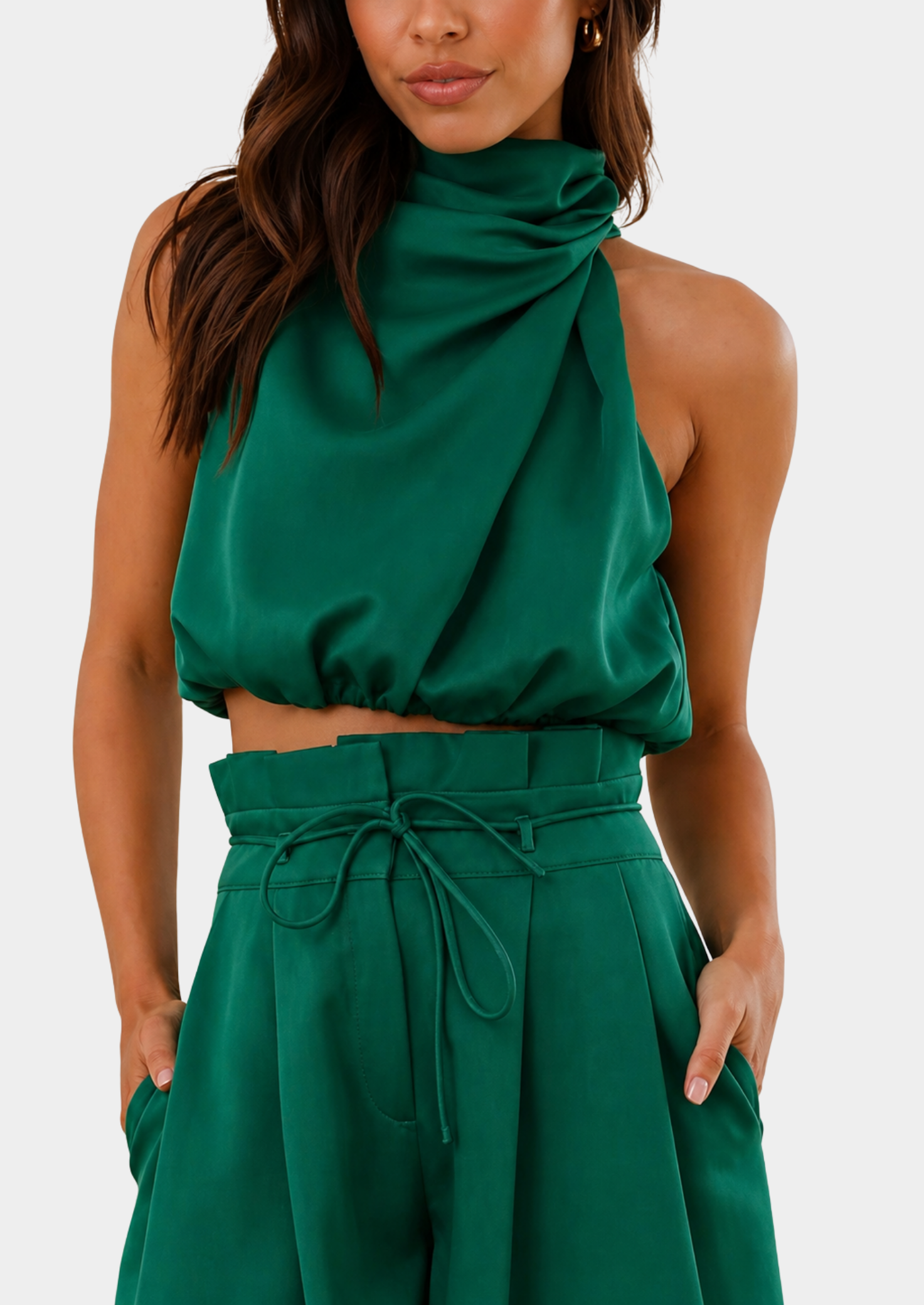 Women’s Two-Piece Set with Sleeveless Top and Wide-Leg Pants