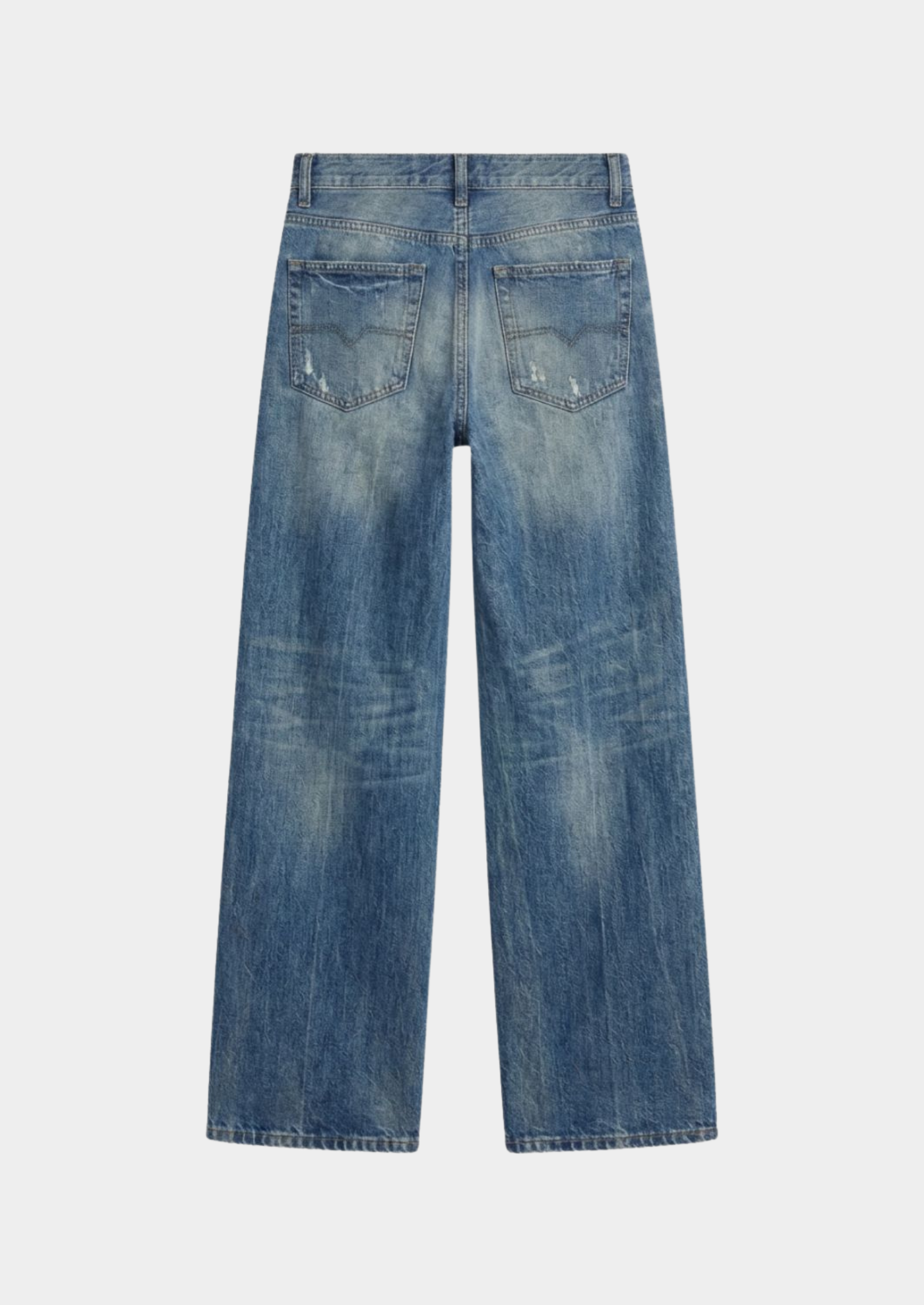 Women’s Wide-Leg Jeans with High Waist and Distressed Finish