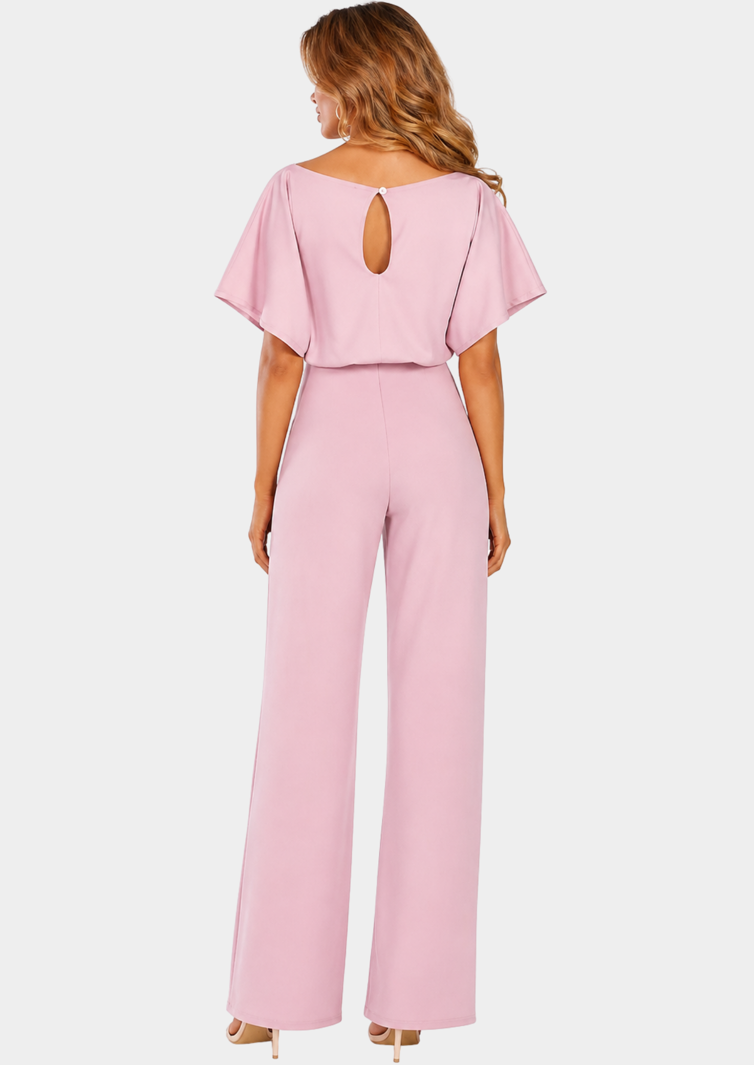 Women’s Wide-Leg Jumpsuit with Scoop Neckline and Belt