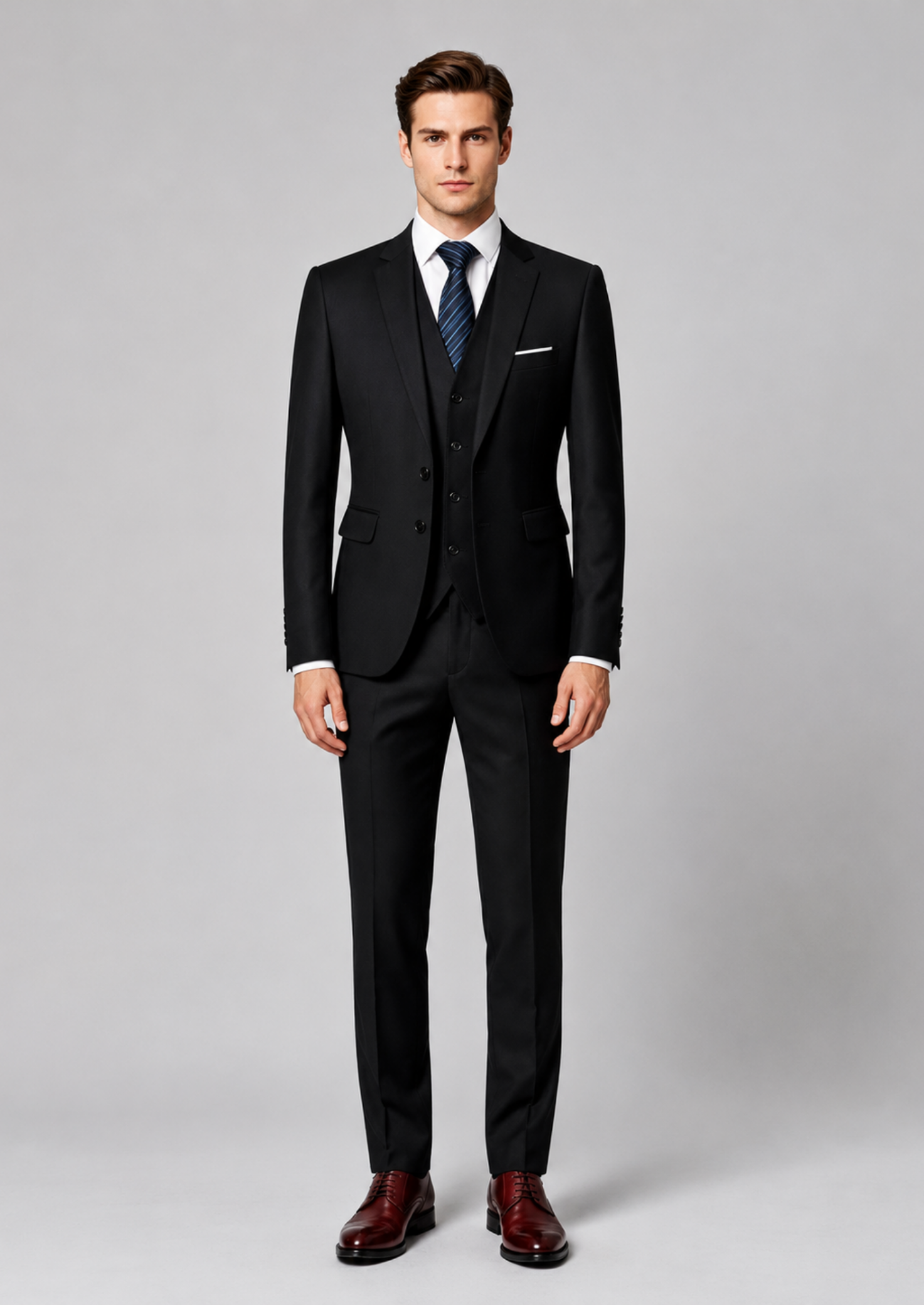 Men’s 3-Piece Slim Fit Suit with Single-Breasted Jacket