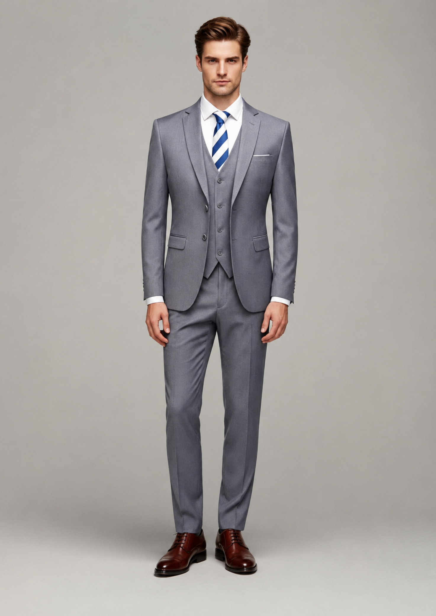 Men’s 3-Piece Slim Fit Suit with Single-Breasted Jacket