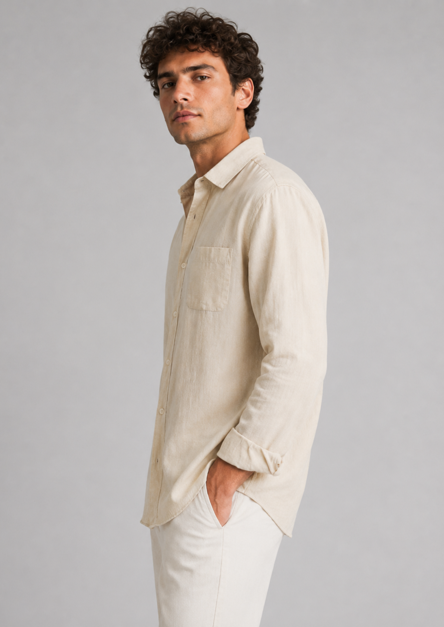 Men’s Button-Up Shirt with Chest Pocket