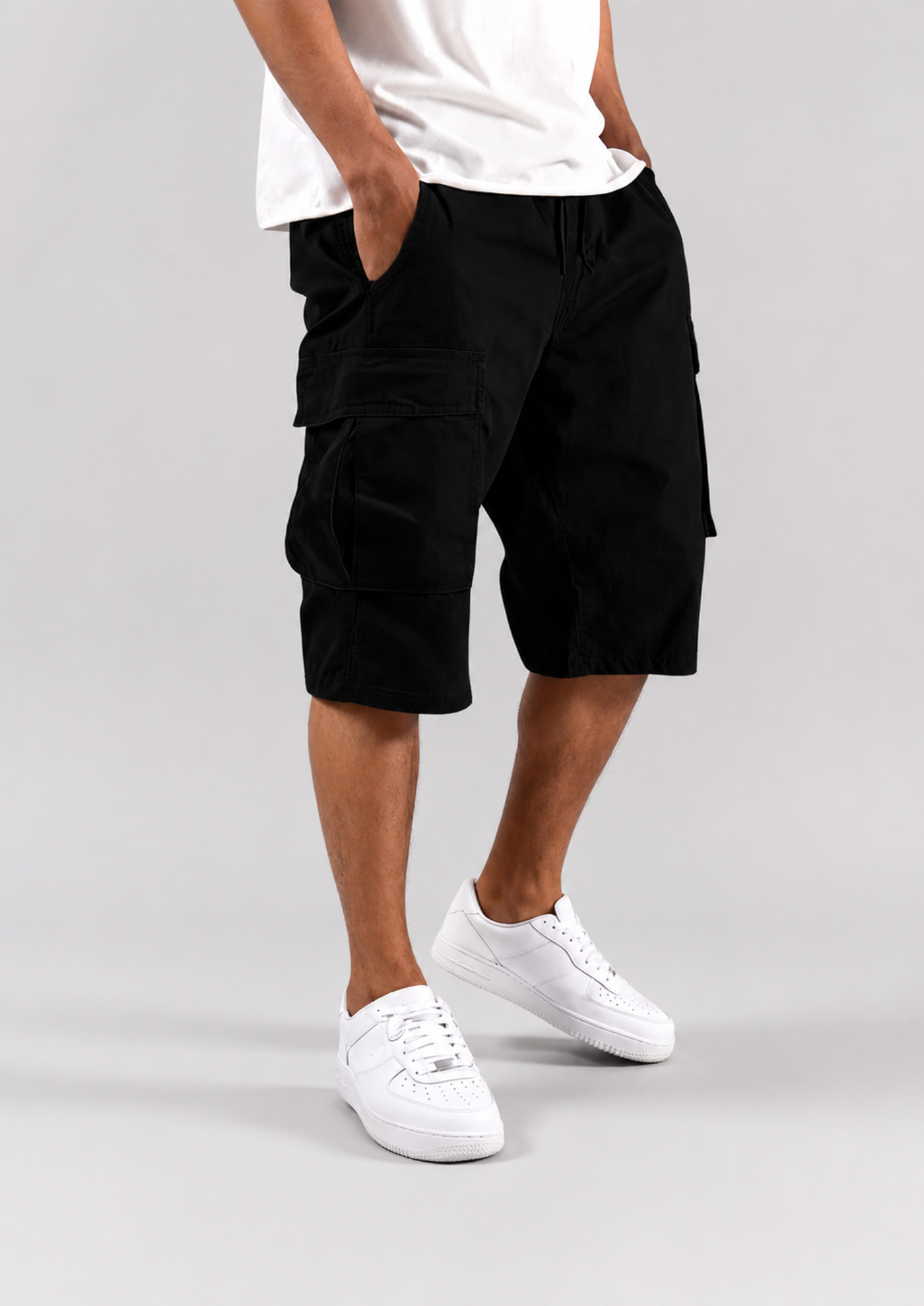 Men’s Cargo Shorts with Drawstring Waist and Side Pockets