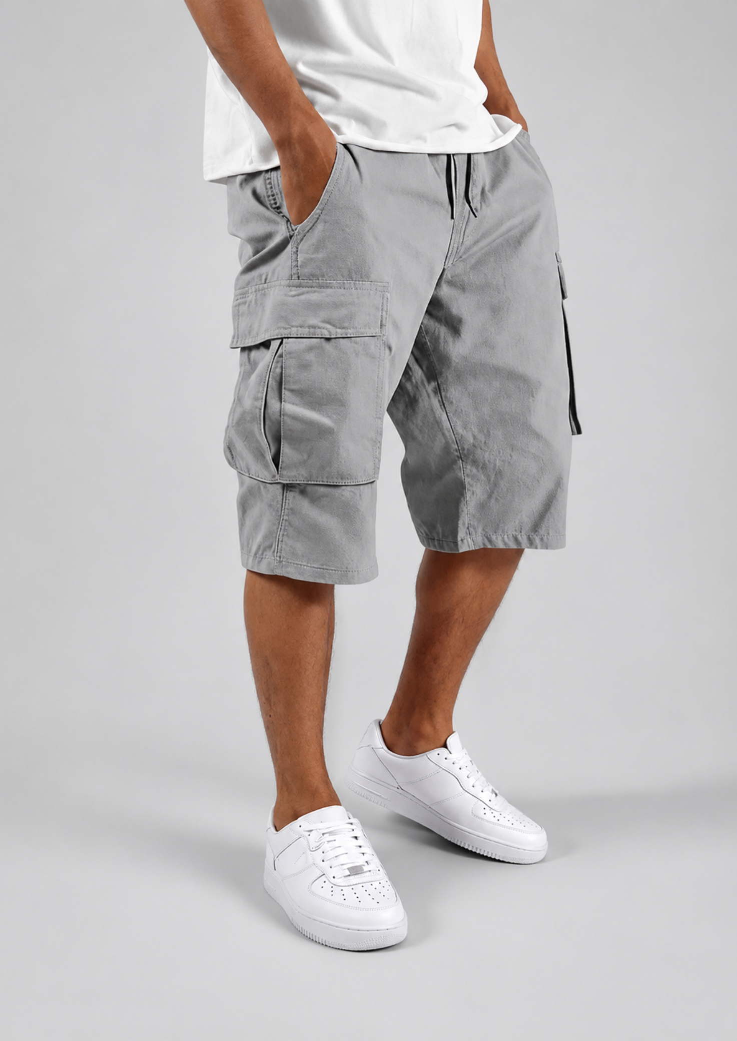 Men’s Cargo Shorts with Drawstring Waist and Side Pockets