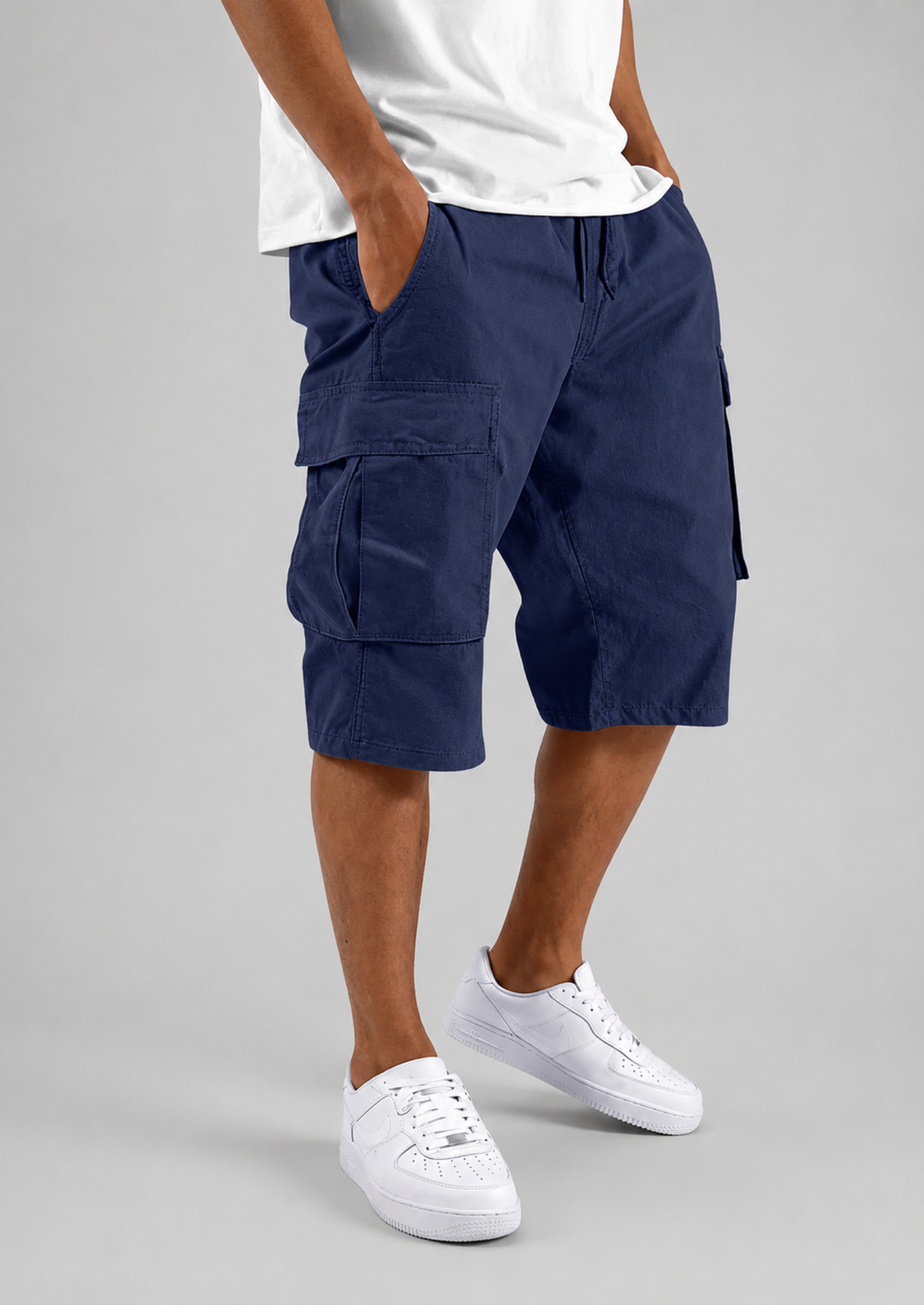 Men’s Cargo Shorts with Drawstring Waist and Side Pockets