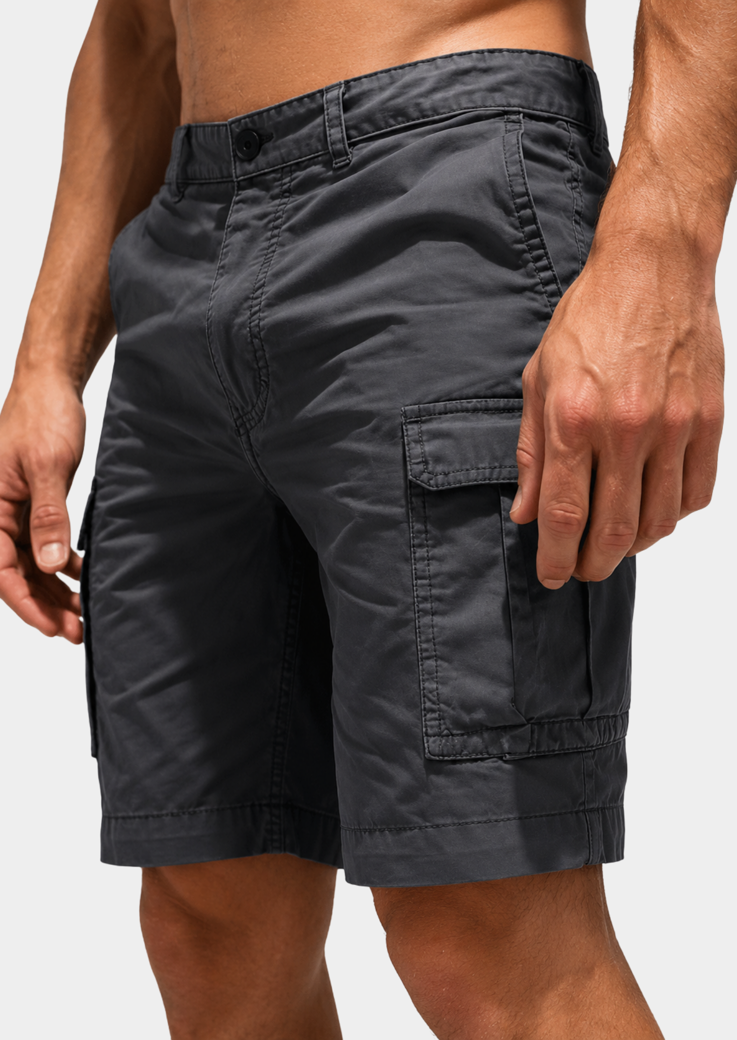 Men’s Cargo Shorts with Side Pockets and Knee Length