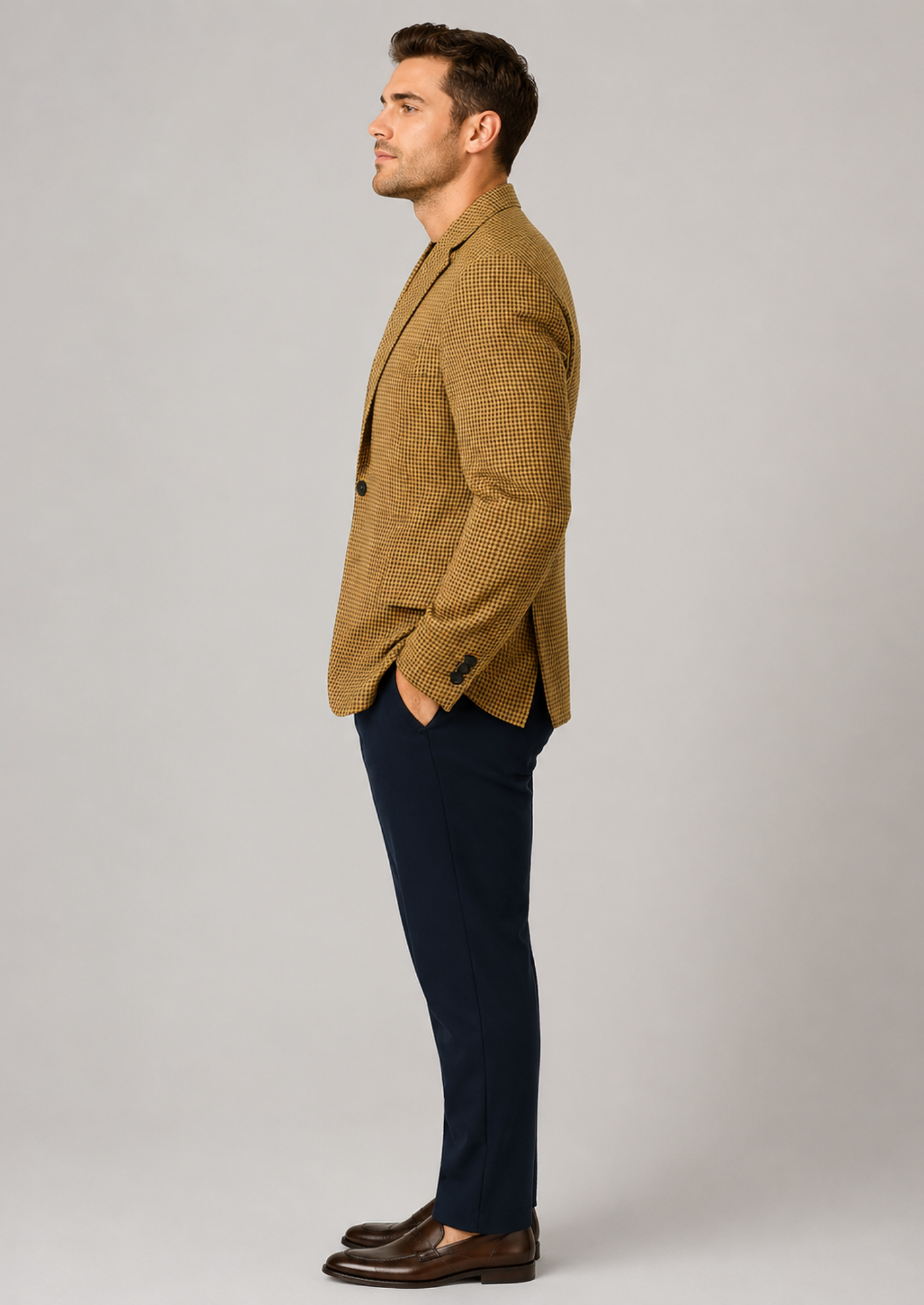 Men’s Check Blazer with Notch Lapel