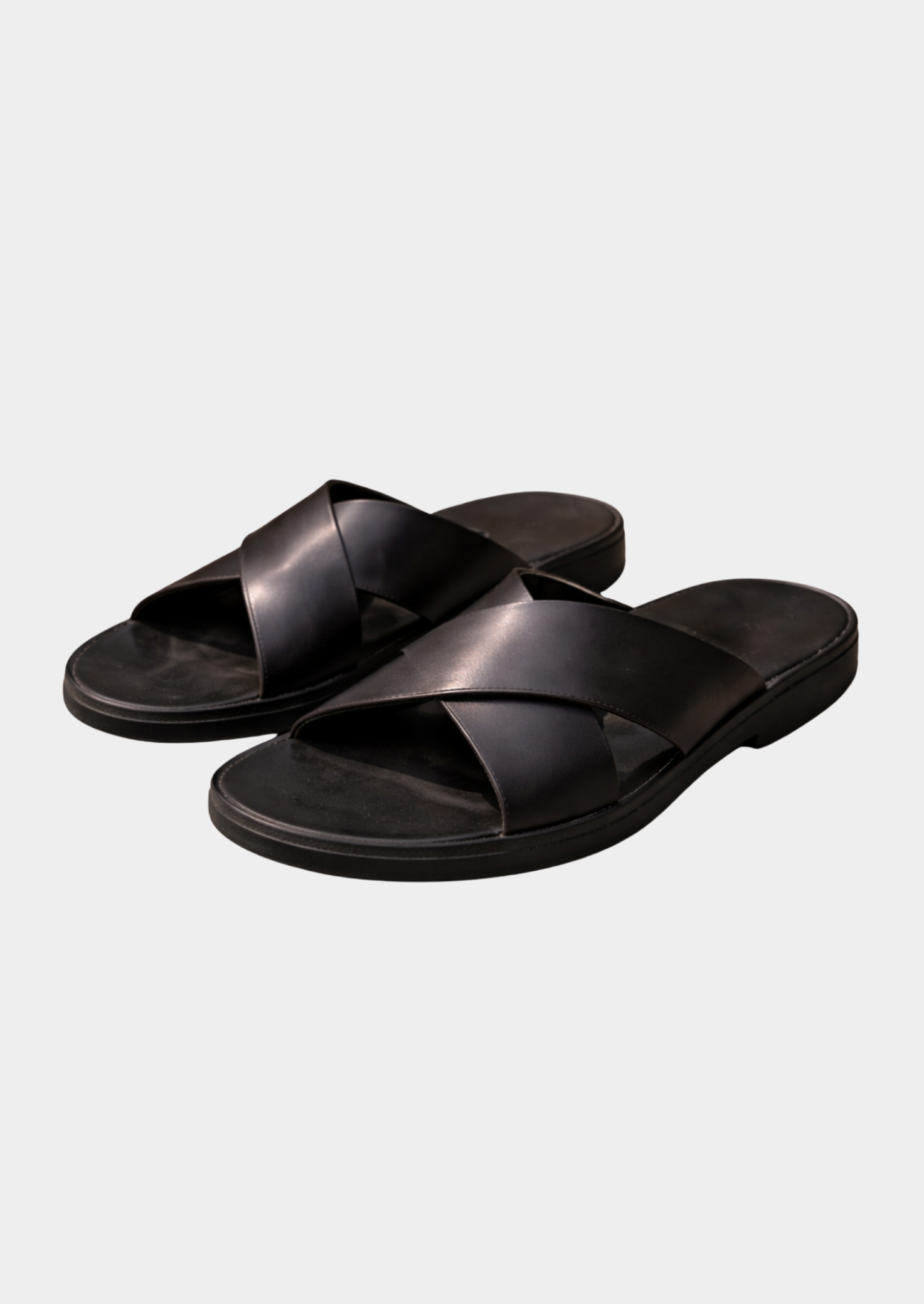 Men’s Cross Strap Slide Sandals with Open Toe and Flat Sole