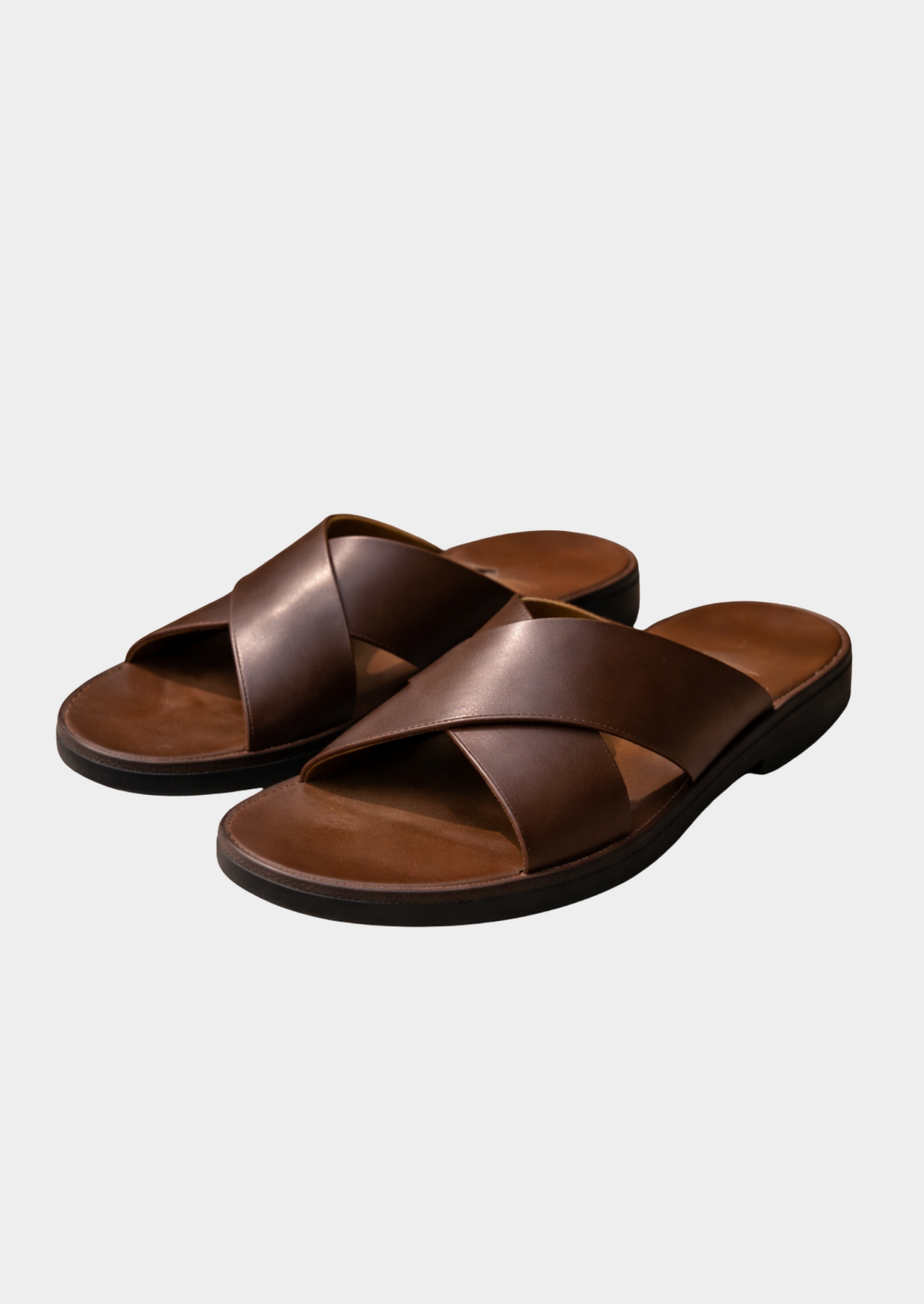Men’s Cross Strap Slide Sandals with Open Toe and Flat Sole