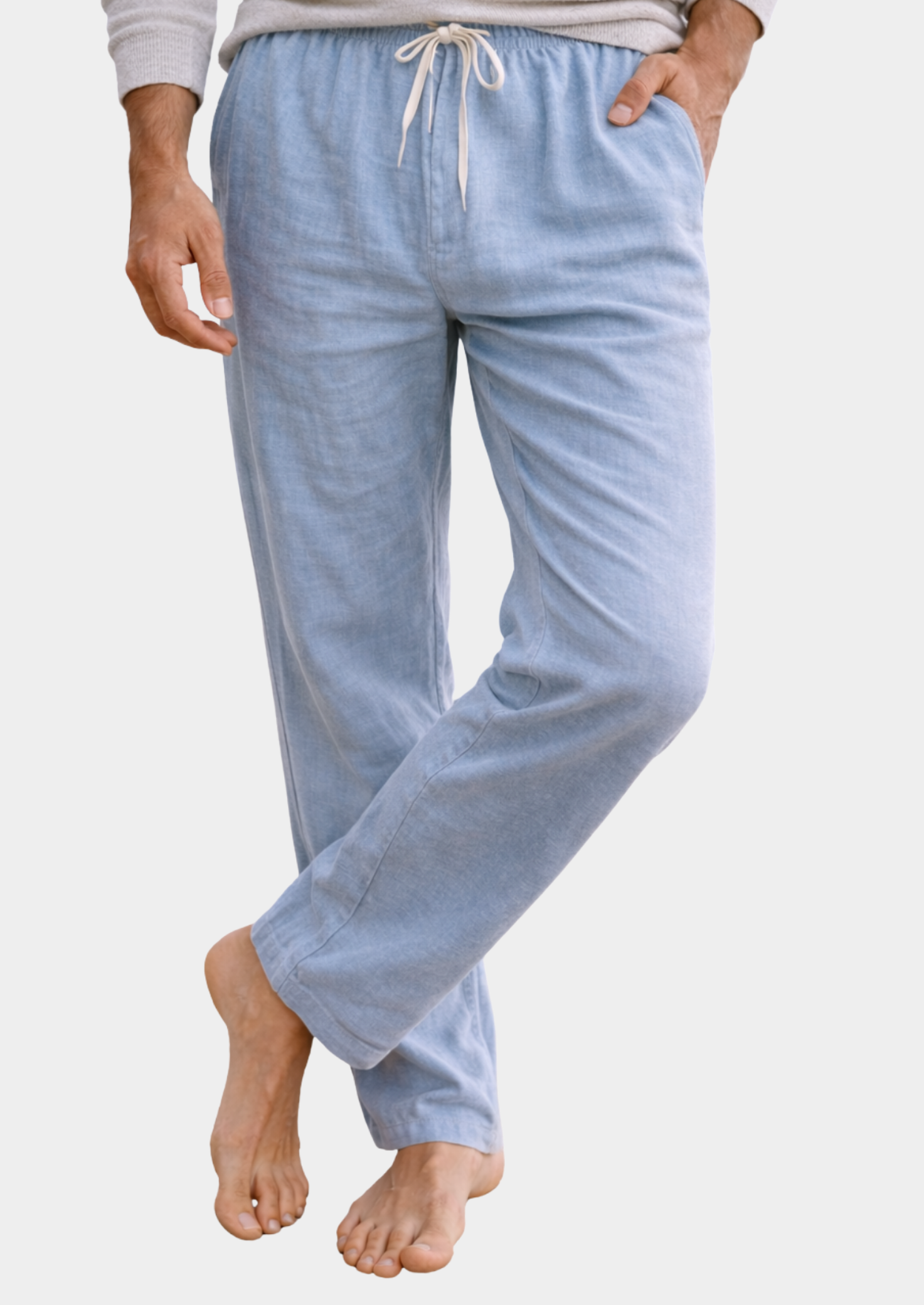 Men’s Drawstring Pants with Elastic Waist and Side Pockets