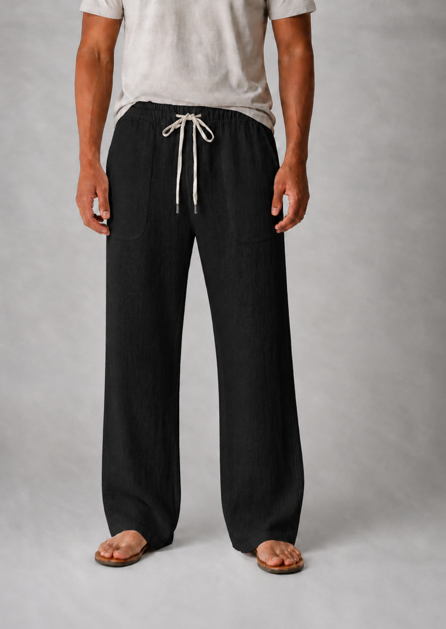 Men’s Drawstring Waist Straight Leg Pants
