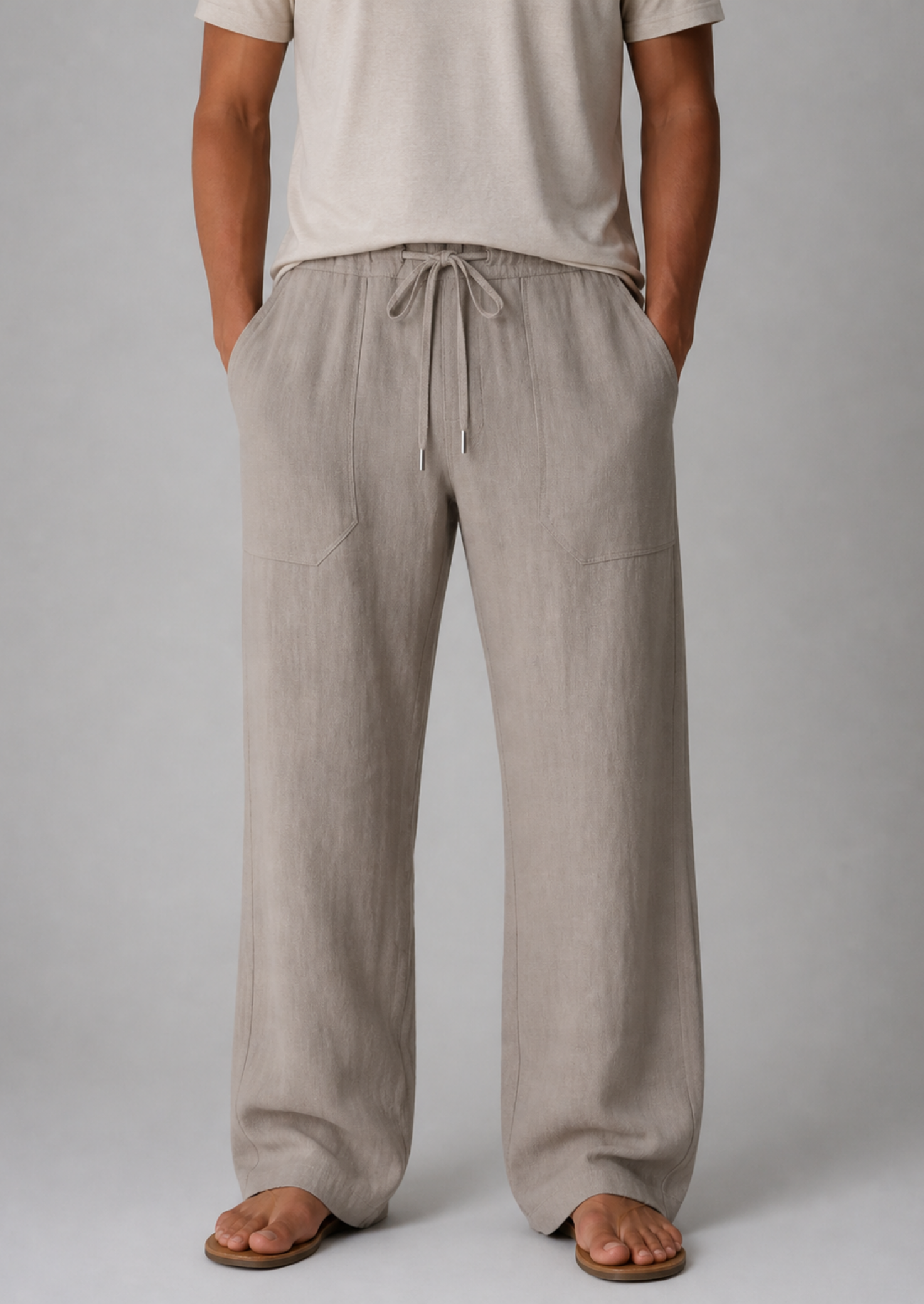 Men’s Drawstring Waist Straight Leg Pants
