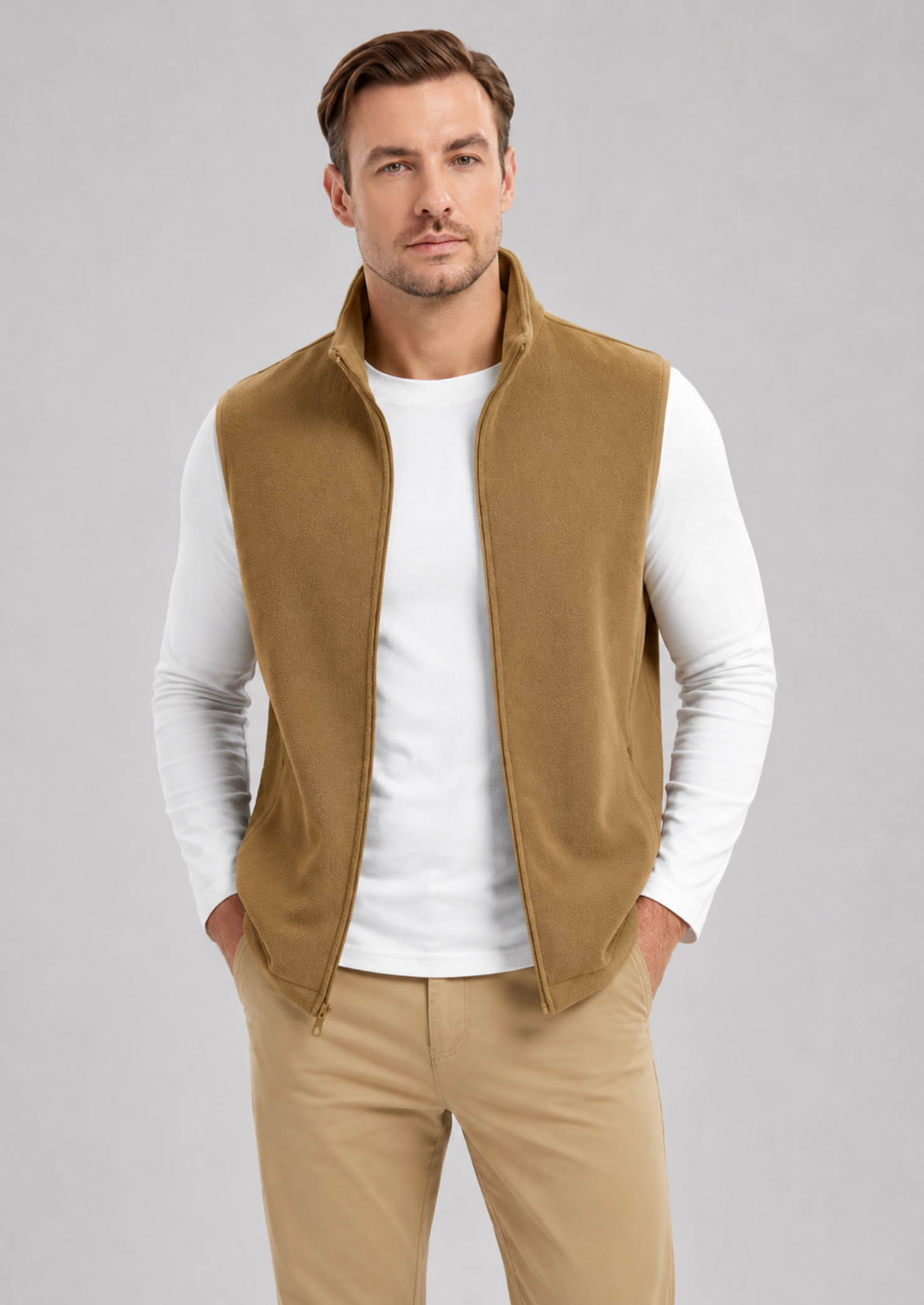 Men’s Fleece Gilet Jacket with Full Zipper and Pockets