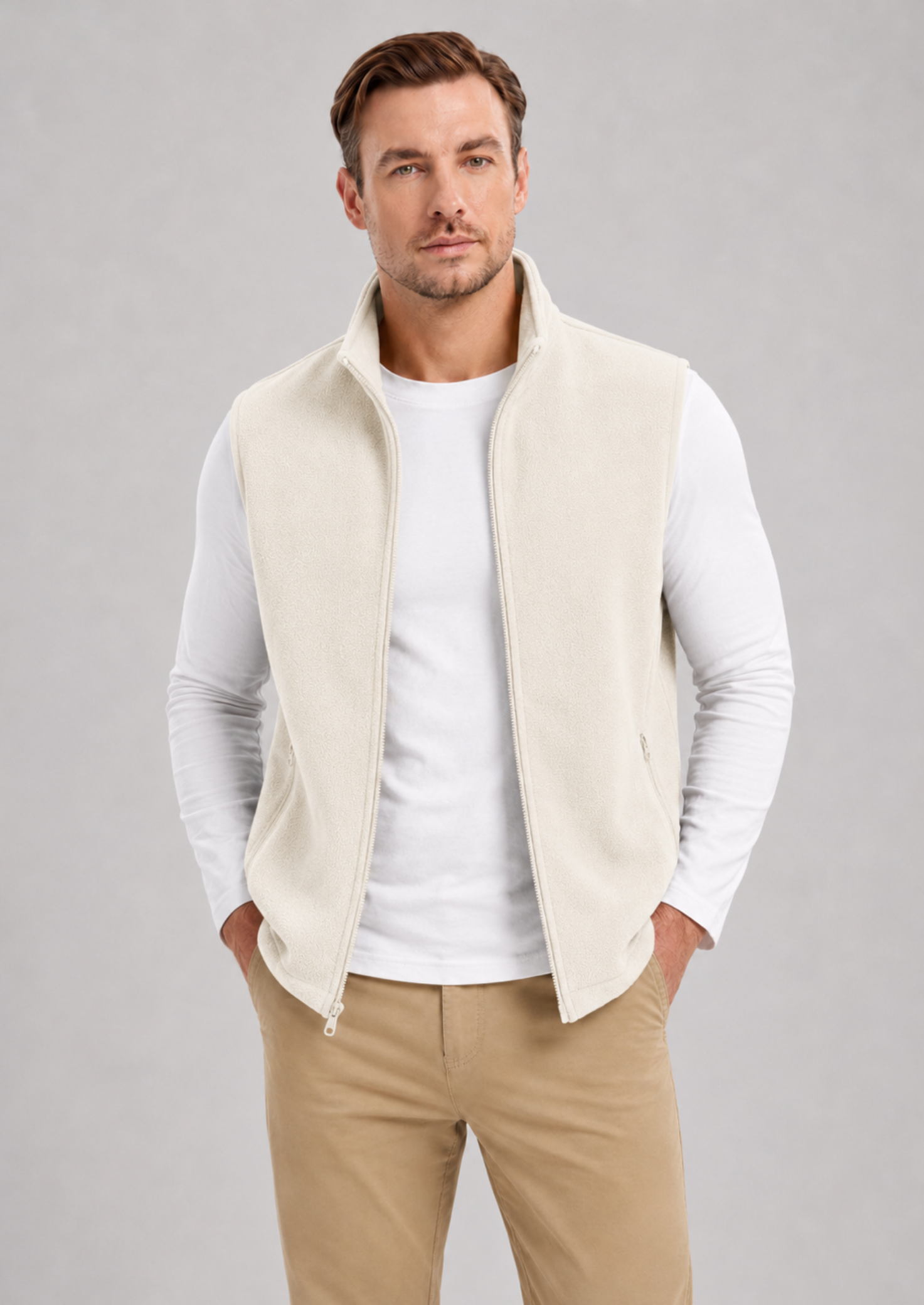 Men’s Fleece Gilet Jacket with Full Zipper and Pockets