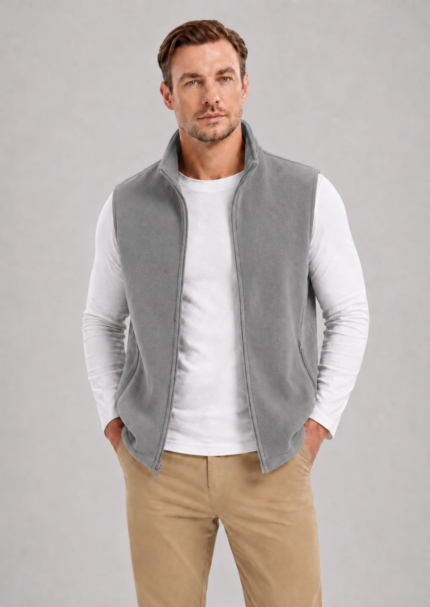 Men’s Fleece Gilet Jacket with Full Zipper and Pockets