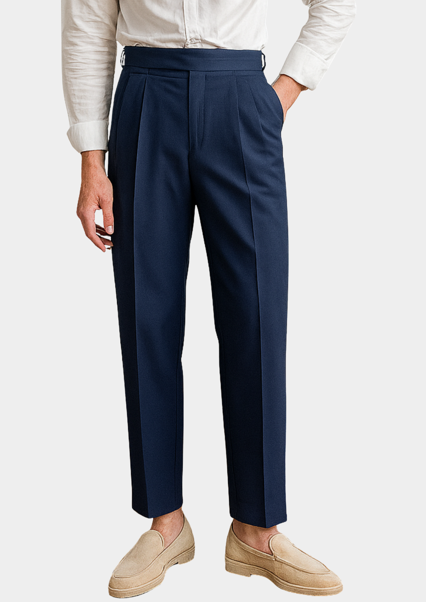 Men’s High-Waist Dress Pants with Slim Fit and Tapered Leg