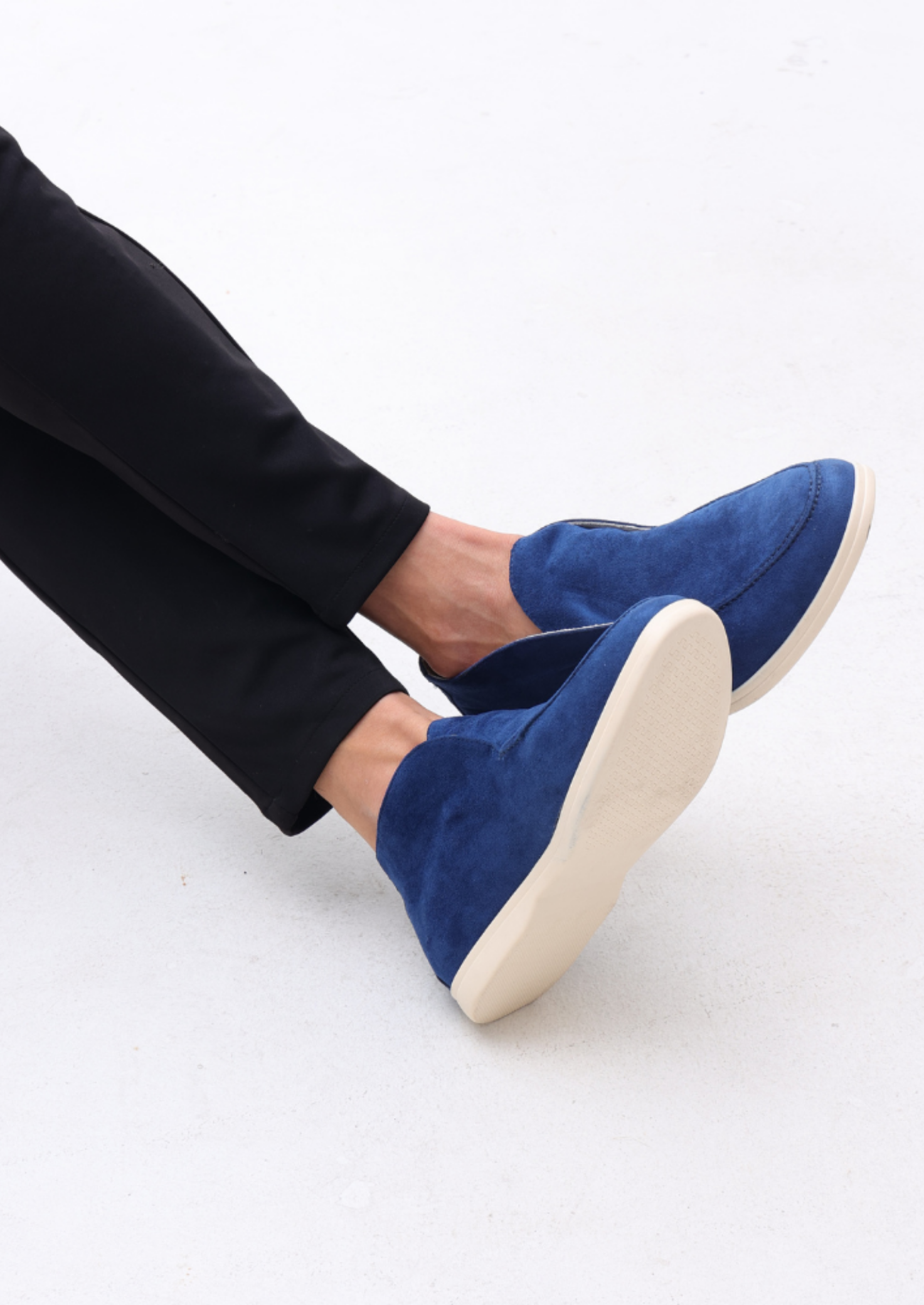 Men’s High Suede Slip-On Loafers with Contrast Sole
