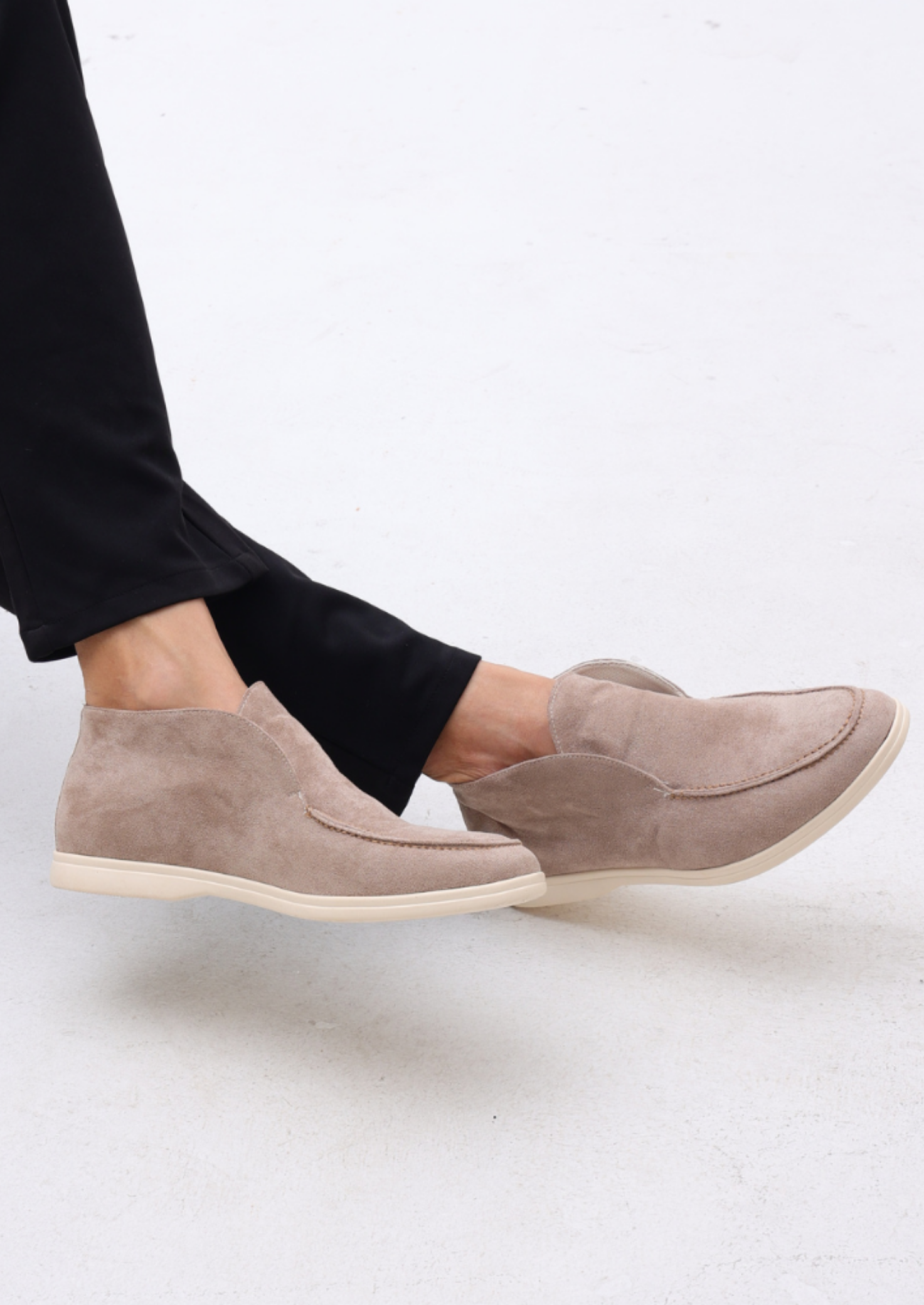 Men’s High Suede Slip-On Loafers with Contrast Sole