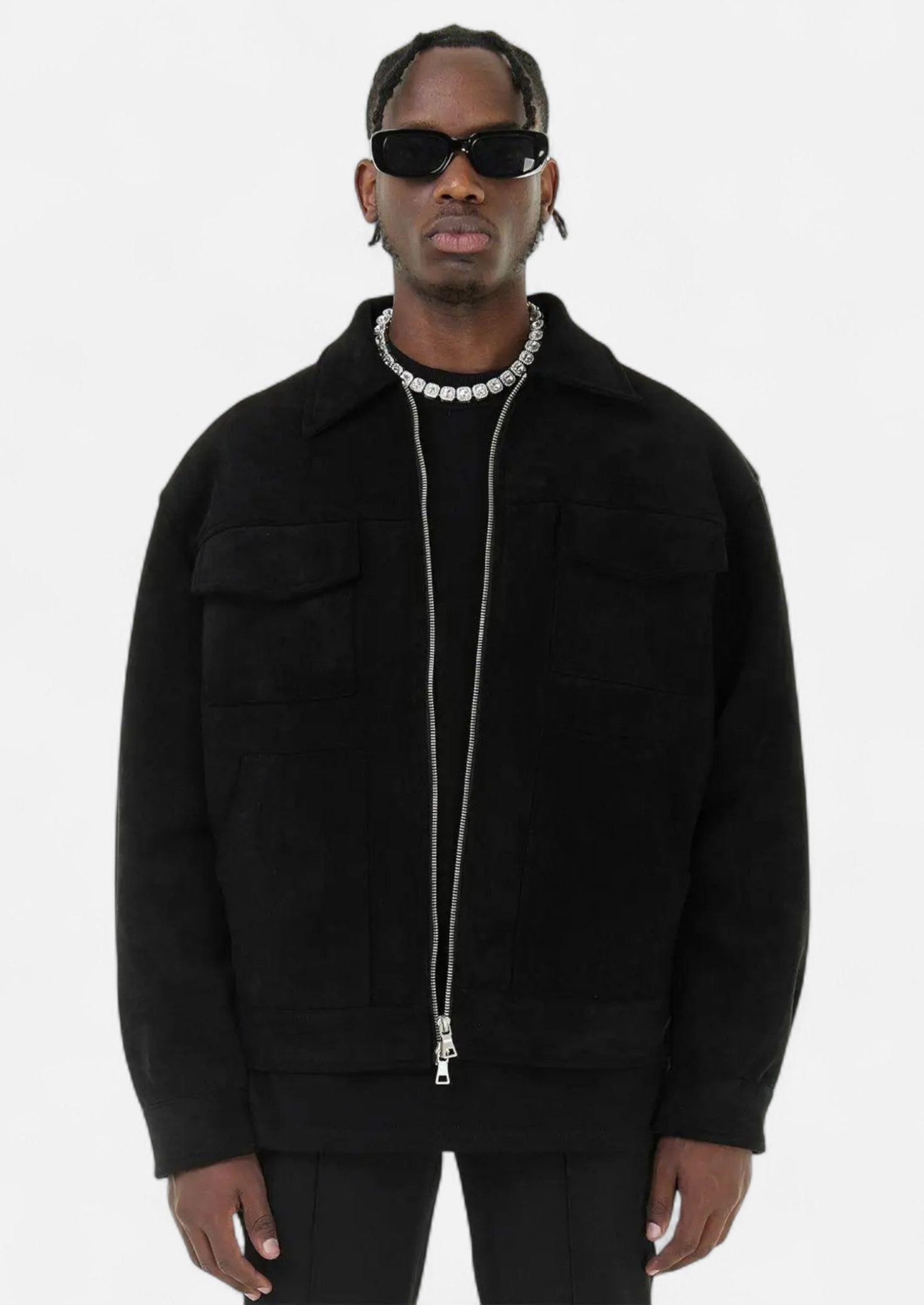 Men’s Jacket with Textured Finish and Button Front
