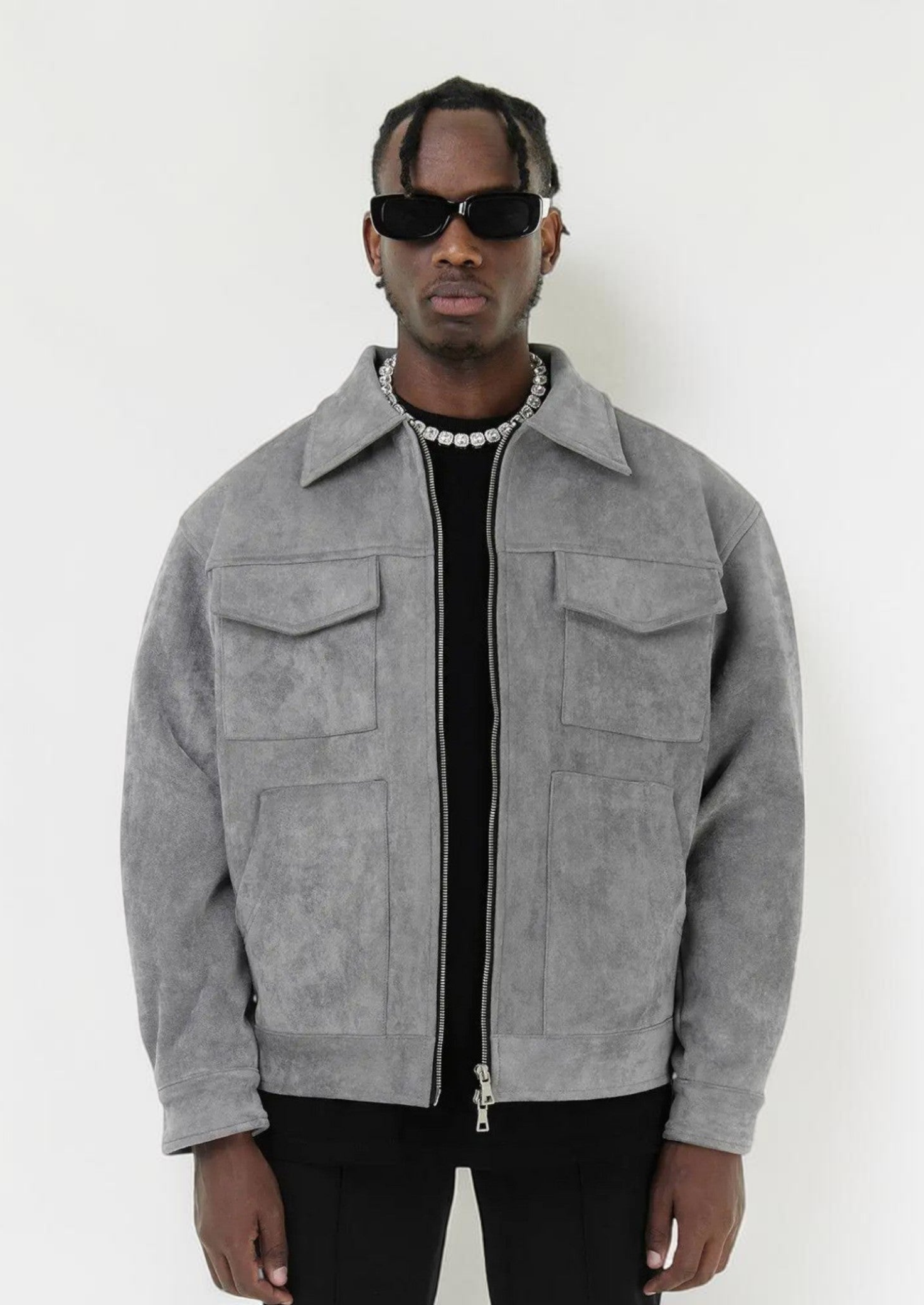 Men’s Jacket with Textured Finish and Button Front