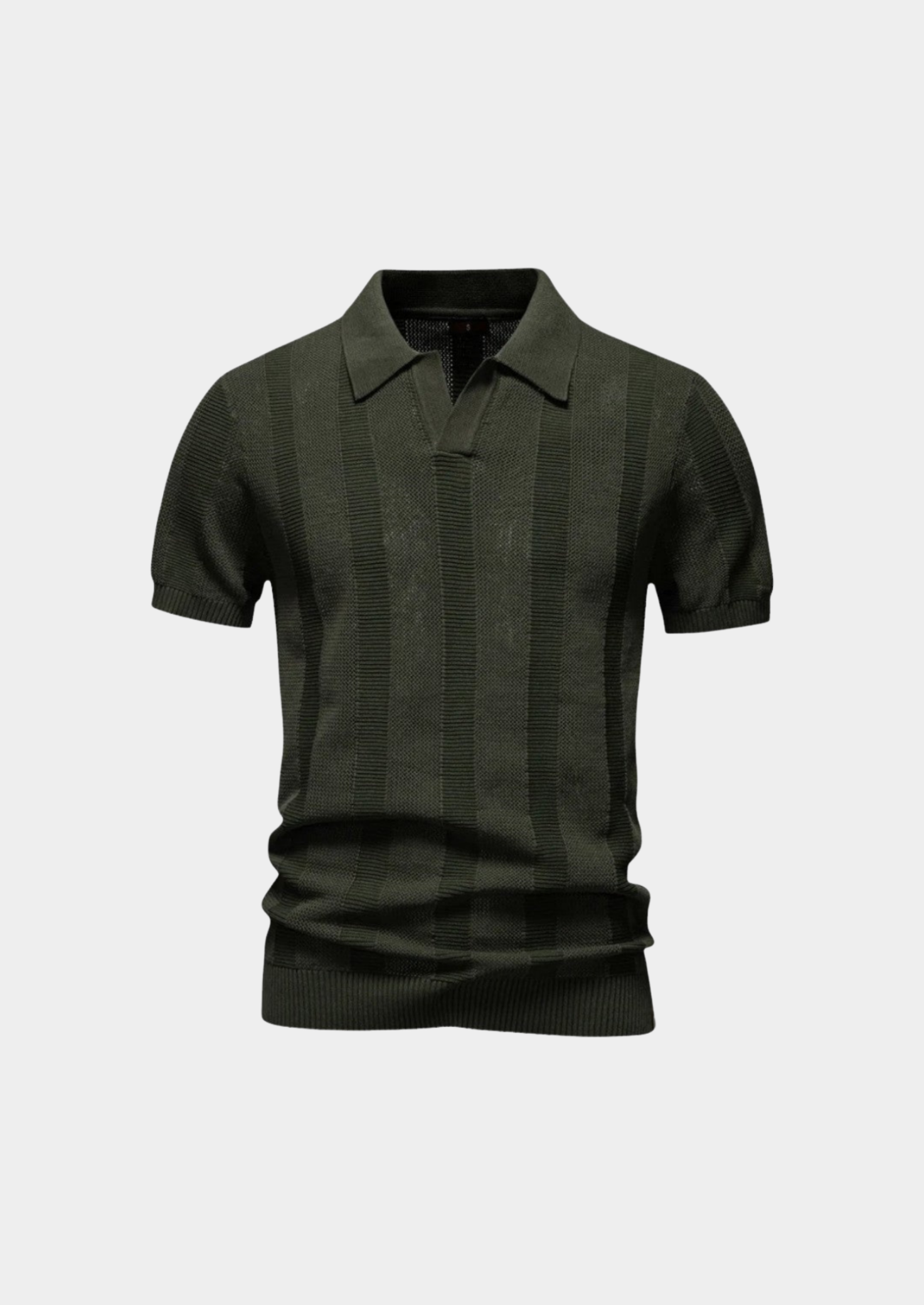 Men’s Knit Polo Shirt with Vertical Texture and Collar