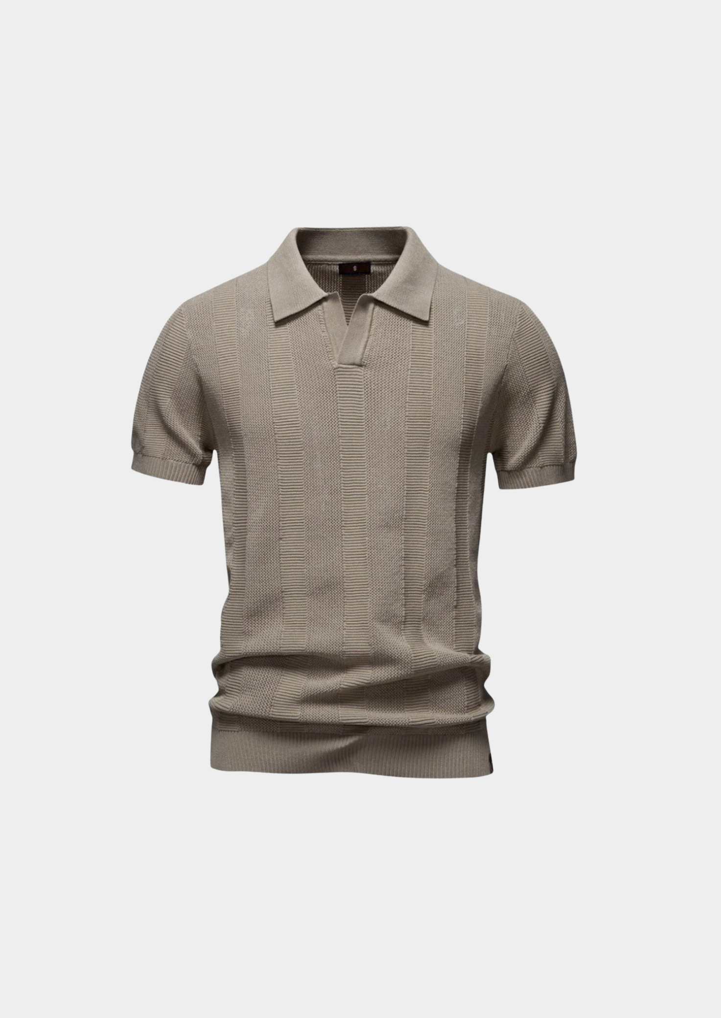 Men’s Knit Polo Shirt with Vertical Texture and Collar