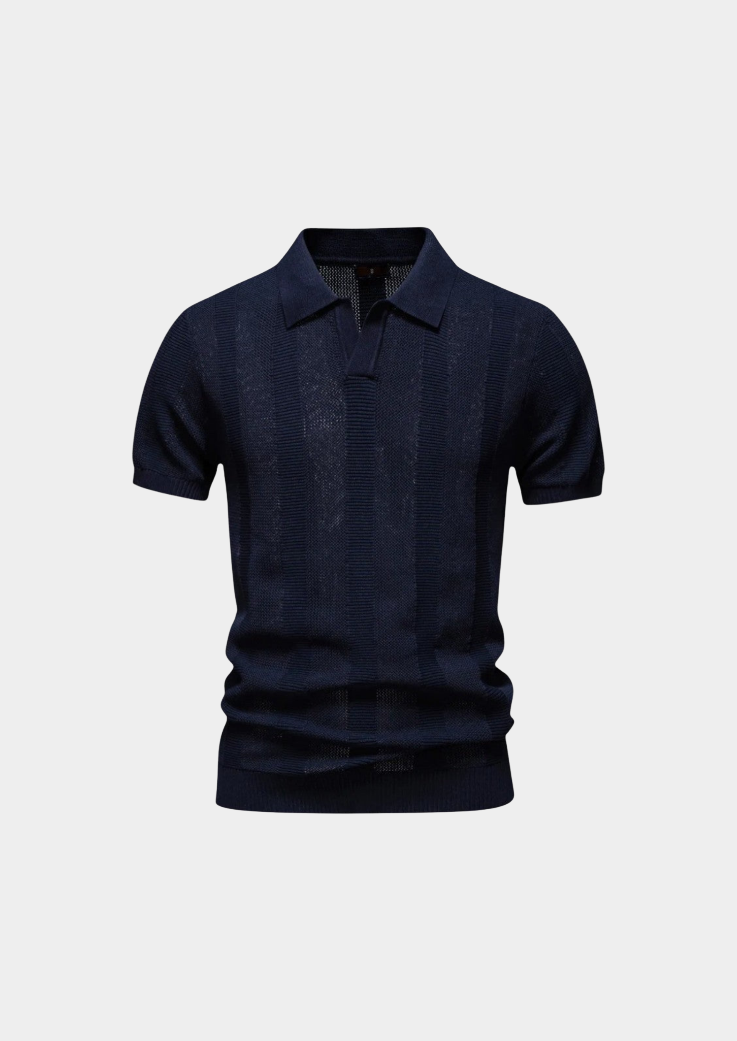 Men’s Knit Polo Shirt with Vertical Texture and Collar