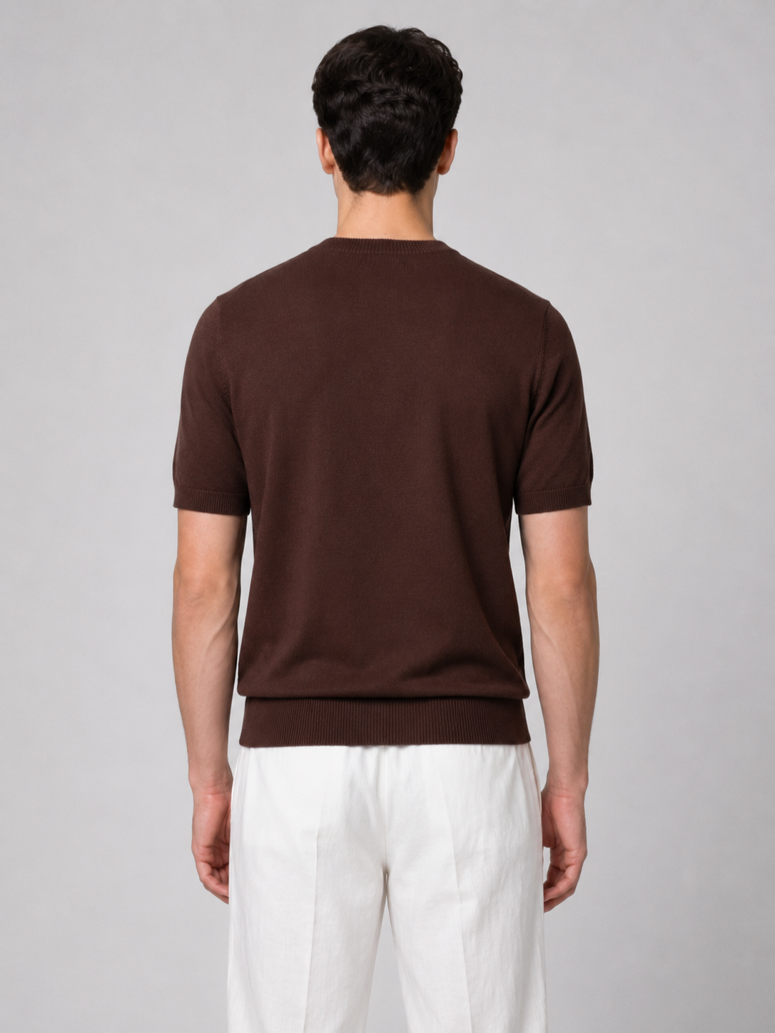 Men’s Knitted T-Shirt with Ribbed Trim