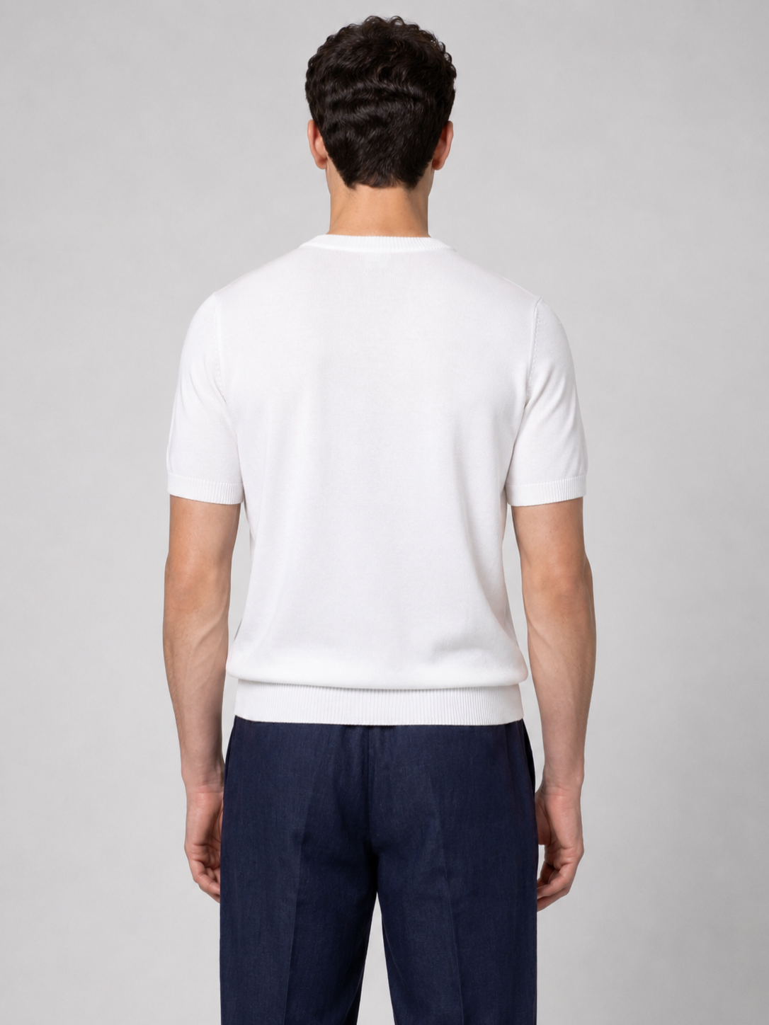 Men’s Knitted T-Shirt with Ribbed Trim