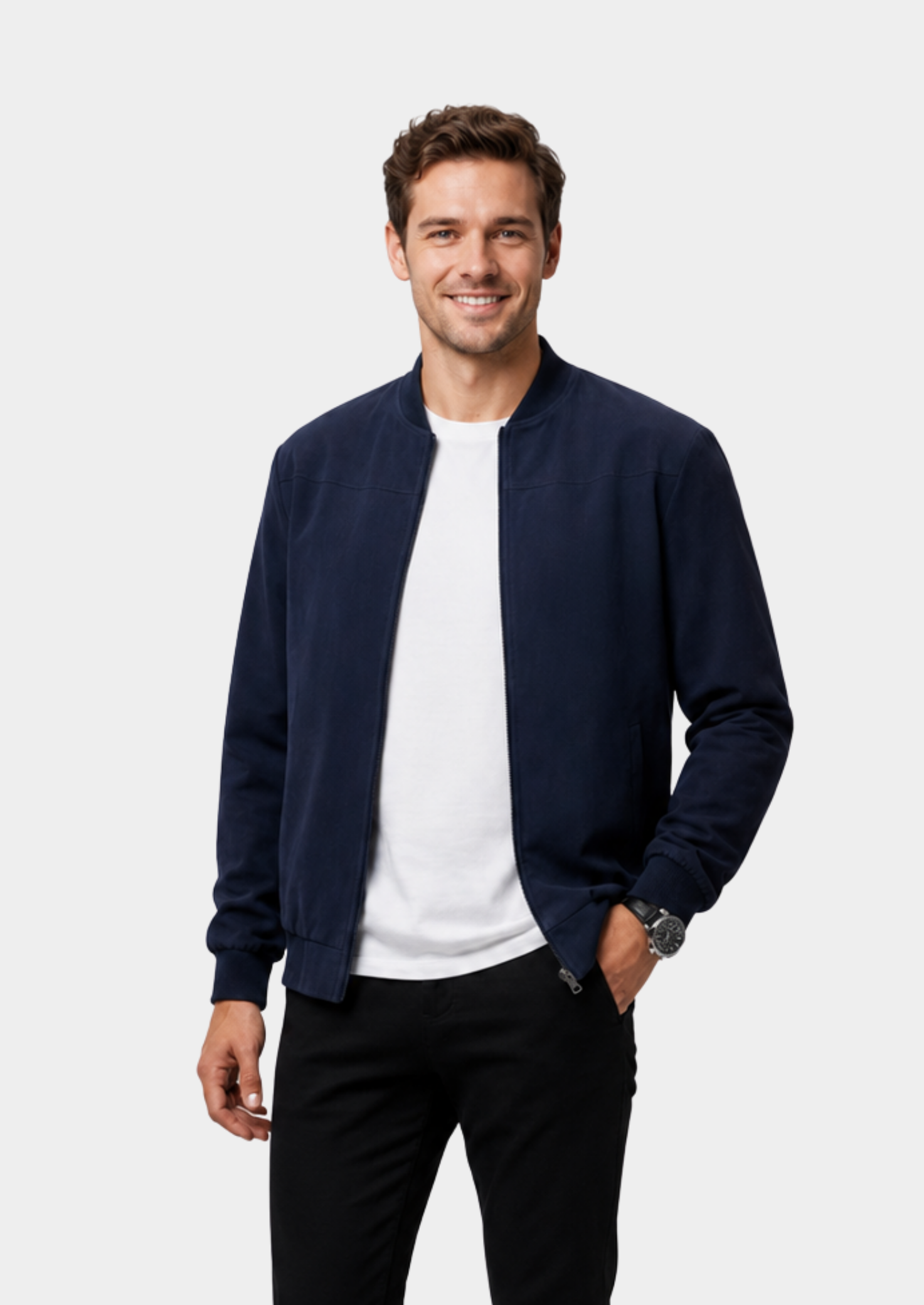 Men’s Lightweight Summer Bomber Jacket with Zip Front